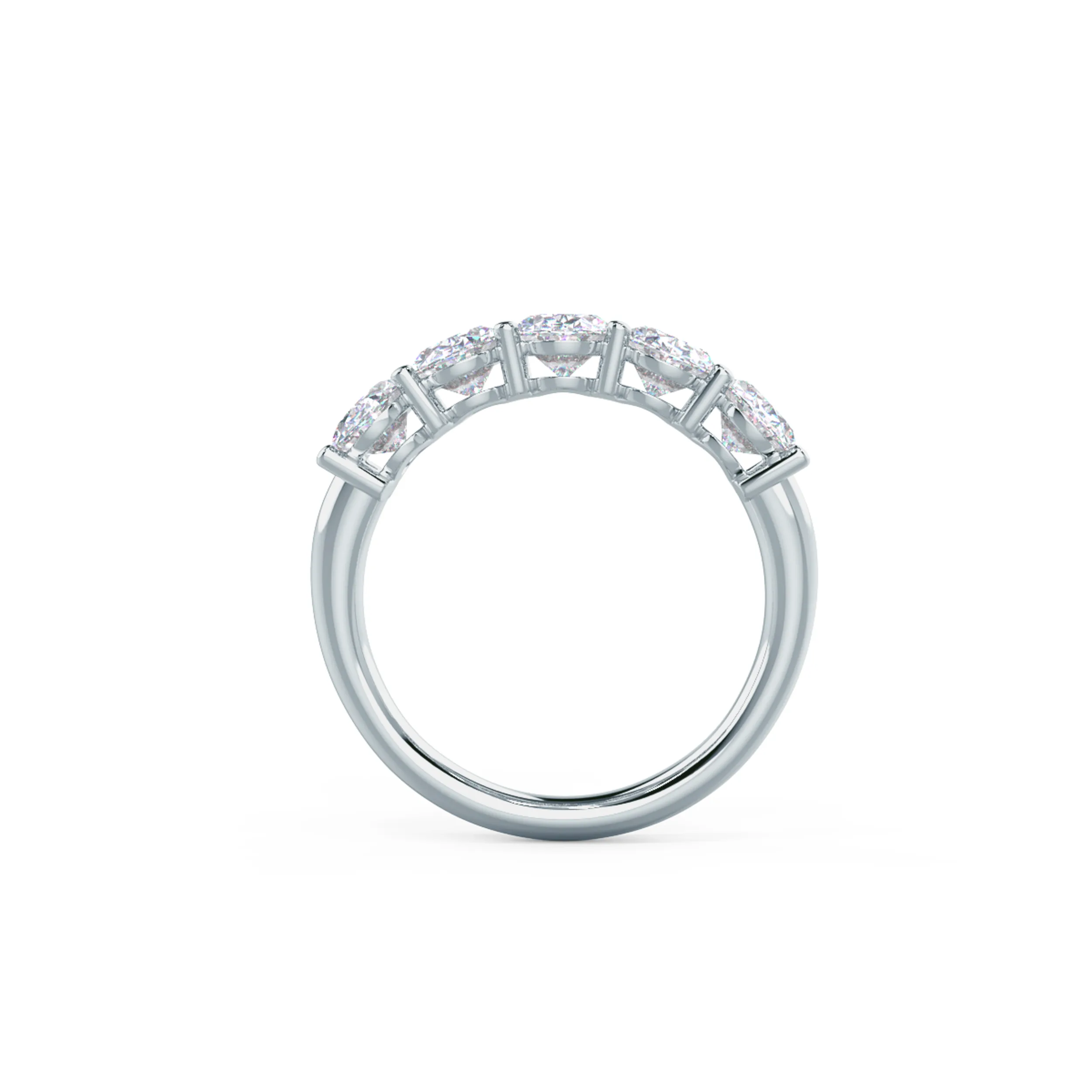 Hand Selected 2.5 Carat Lab Diamonds Oval Basket Five Stone in 18kt White Gold (Profile View)