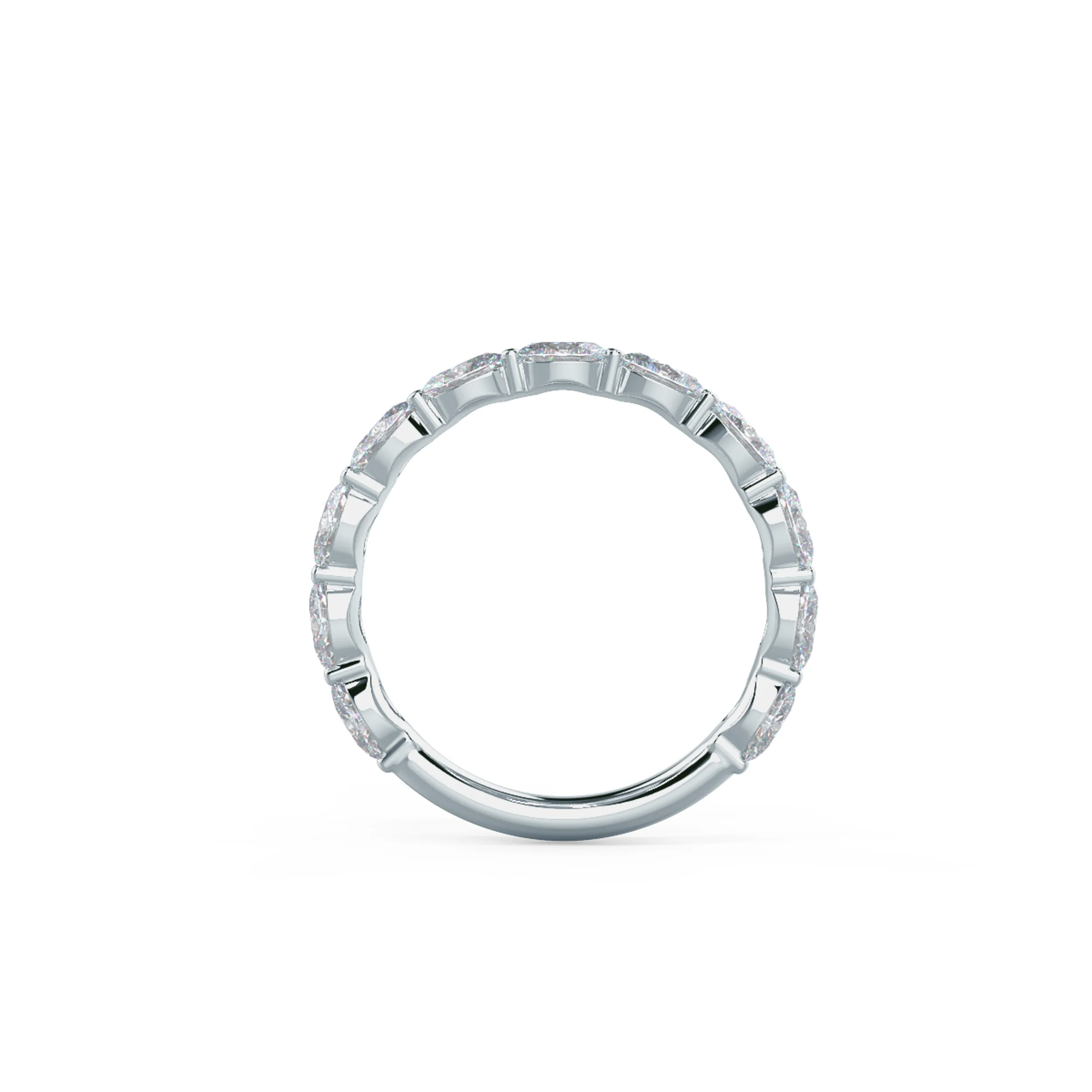 18k White Gold Oval East-West Three Quarter Band featuring 1.65 Carat Lab Diamonds (Profile View)