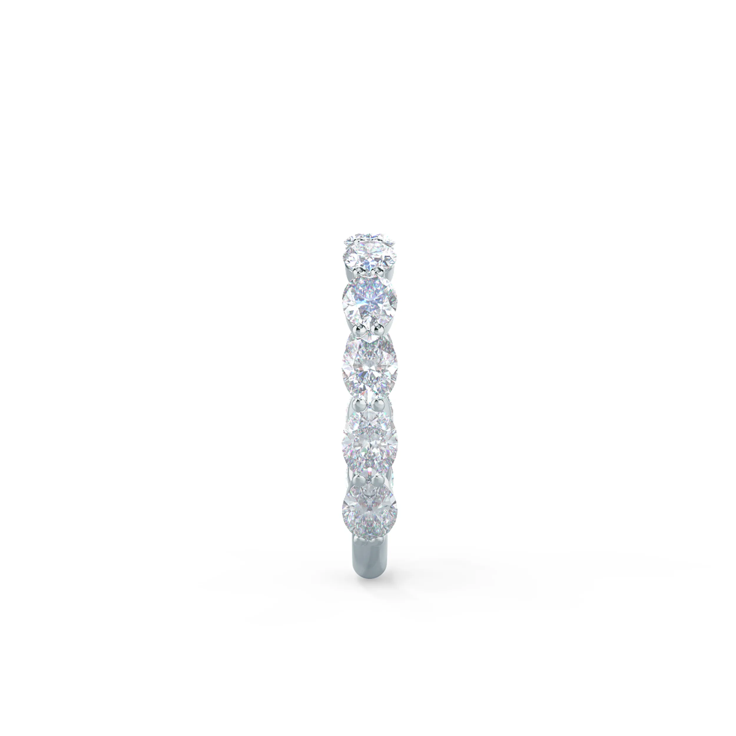 18k White Gold Oval East-West Three Quarter Band featuring 1.65 Carat Synthetic Diamonds (Side View)