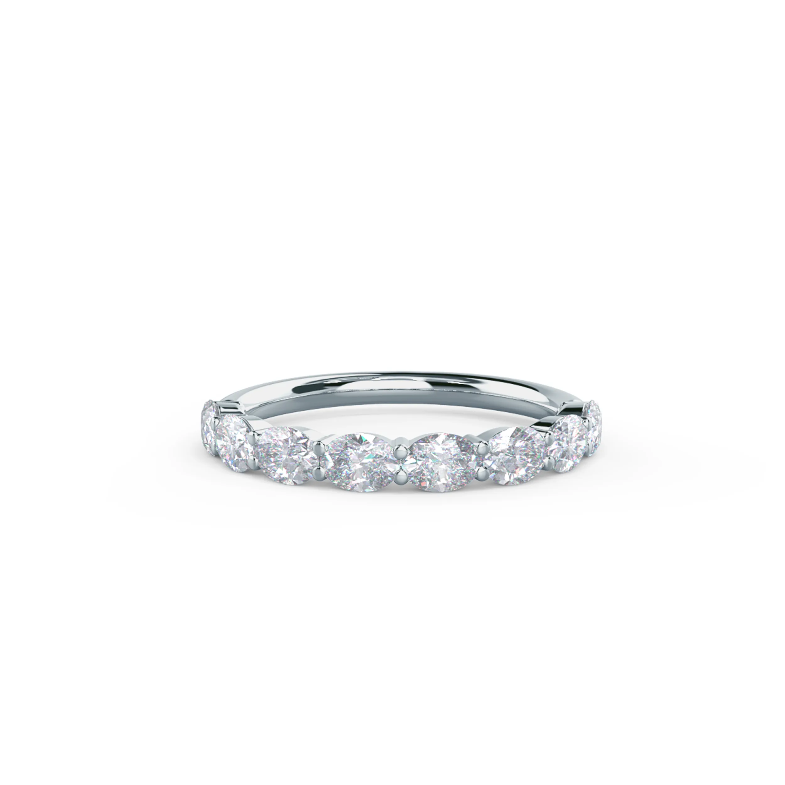 Exceptional Quality 0.8 ct Man Made Diamonds set in 18 Karat White Gold Oval East-West Half Band (Main View)