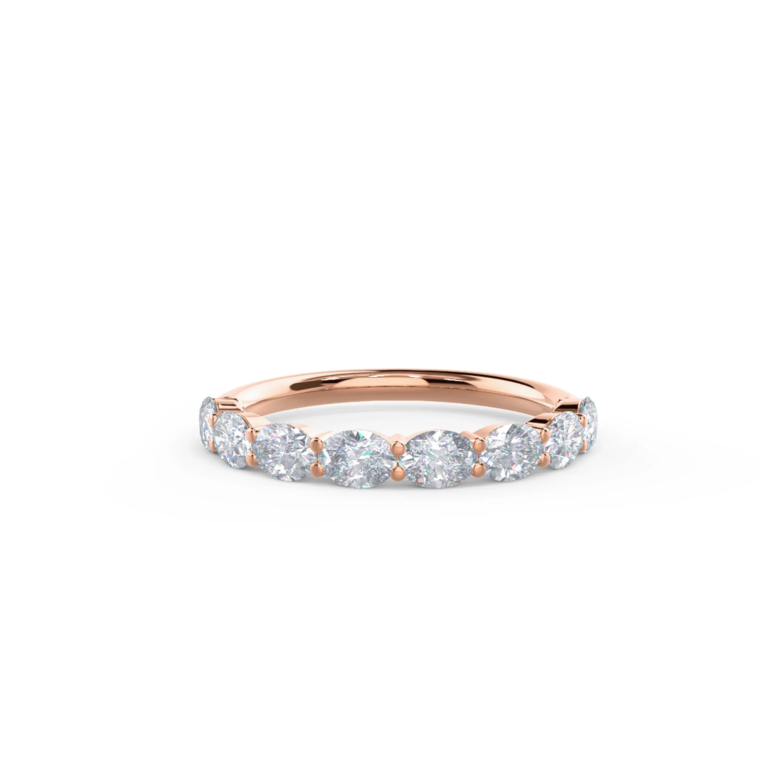 0.8 Carat Lab Diamonds Oval East-West Half Band in 14k Rose Gold (Main View)