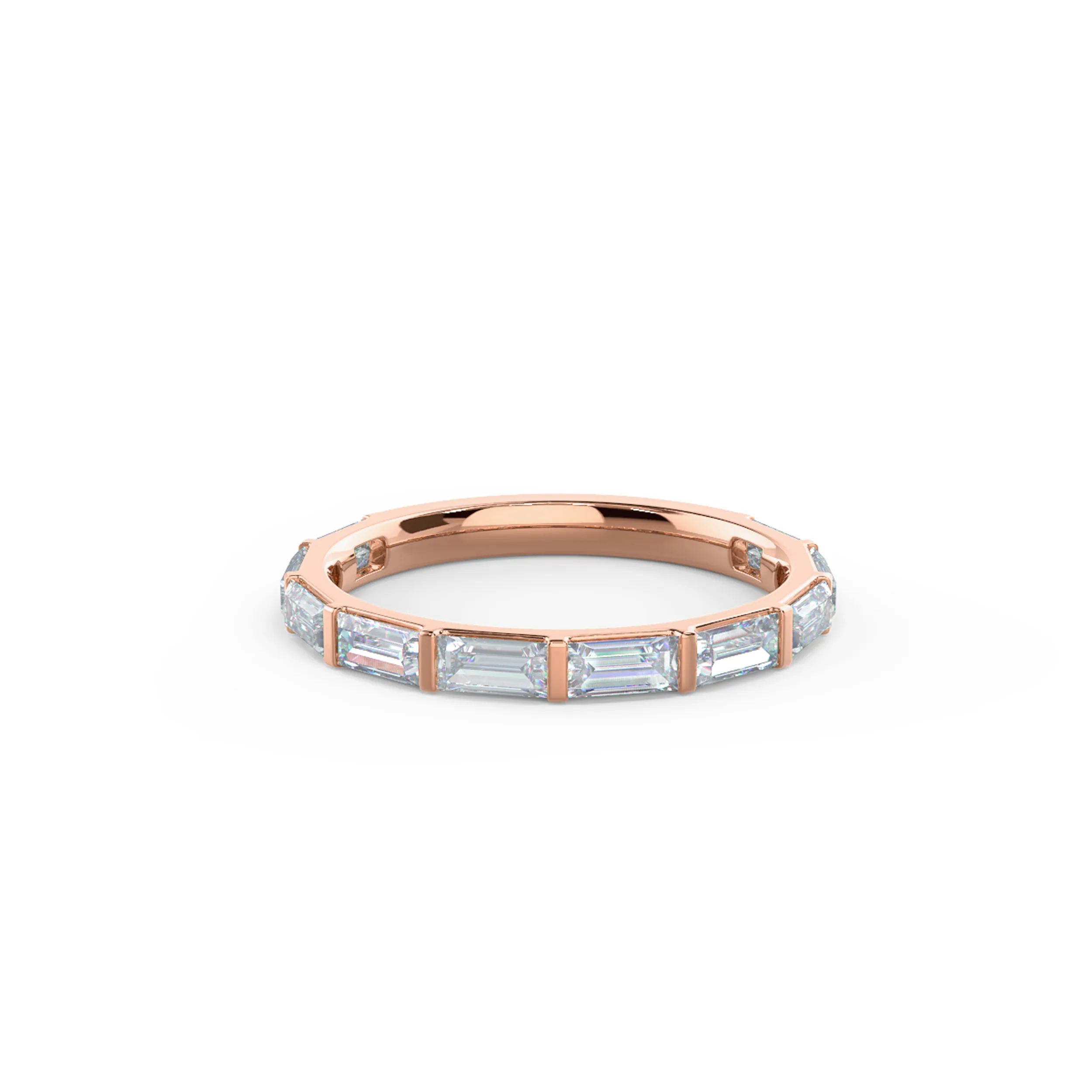 14k Rose Gold Baguette East-West Three Quarter Band featuring 1.1 ct Lab Diamonds (Main View)