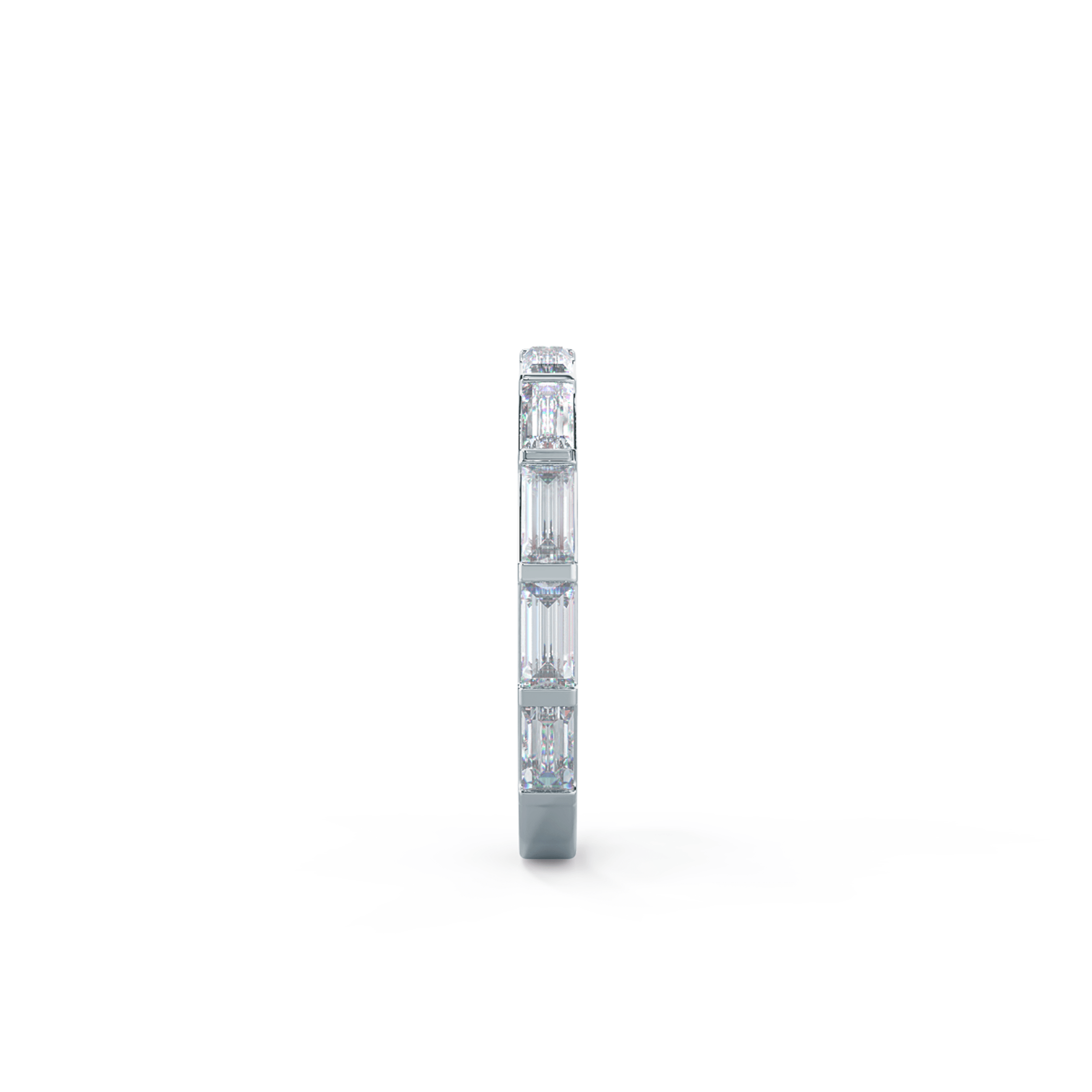 Hand Selected 1.1 Carat Diamonds set in 18k White Gold Baguette East-West Three Quarter Band (Side View)