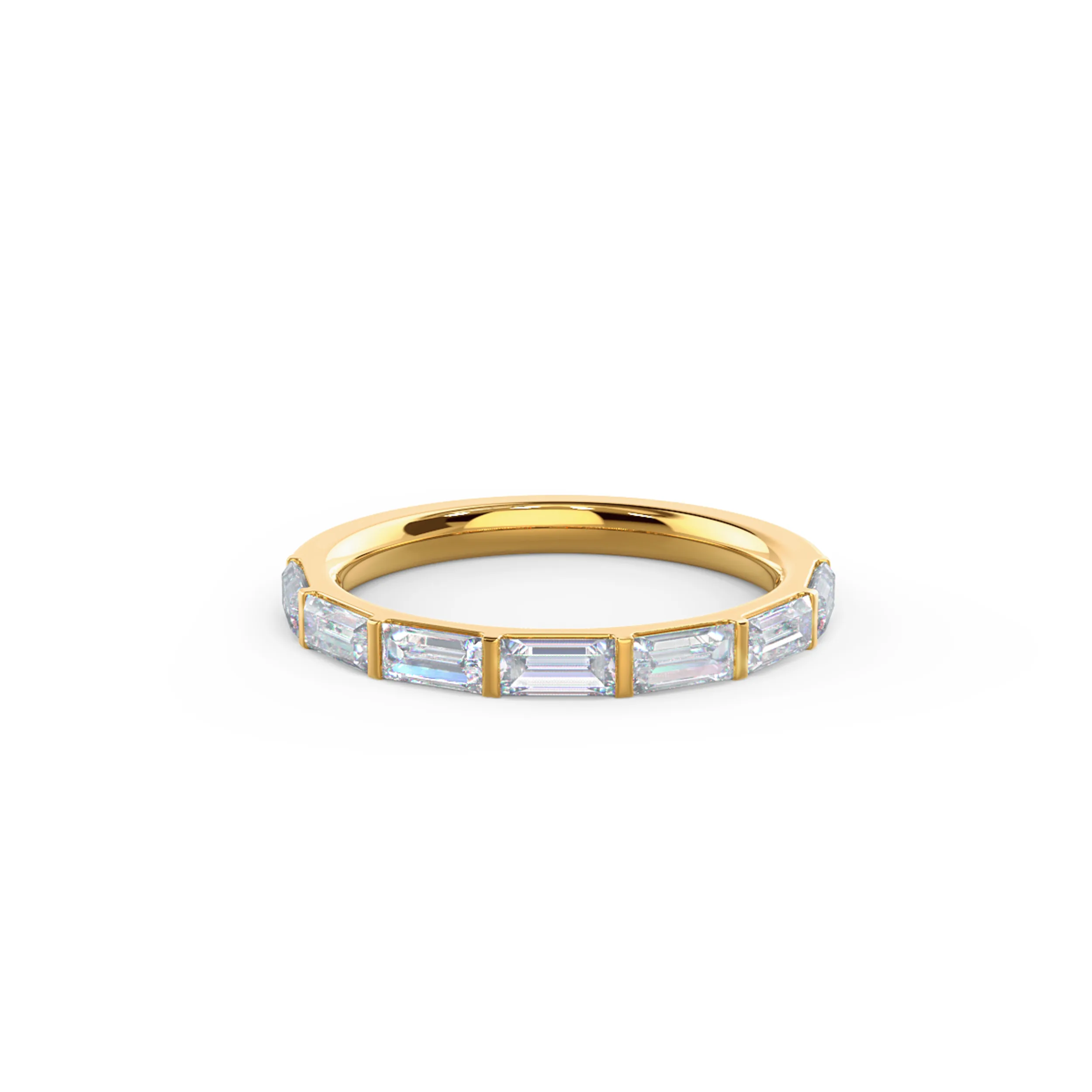 18k Yellow Gold Baguette East-West Half Band featuring 0.7 Carat Lab Grown Diamonds (Main View)