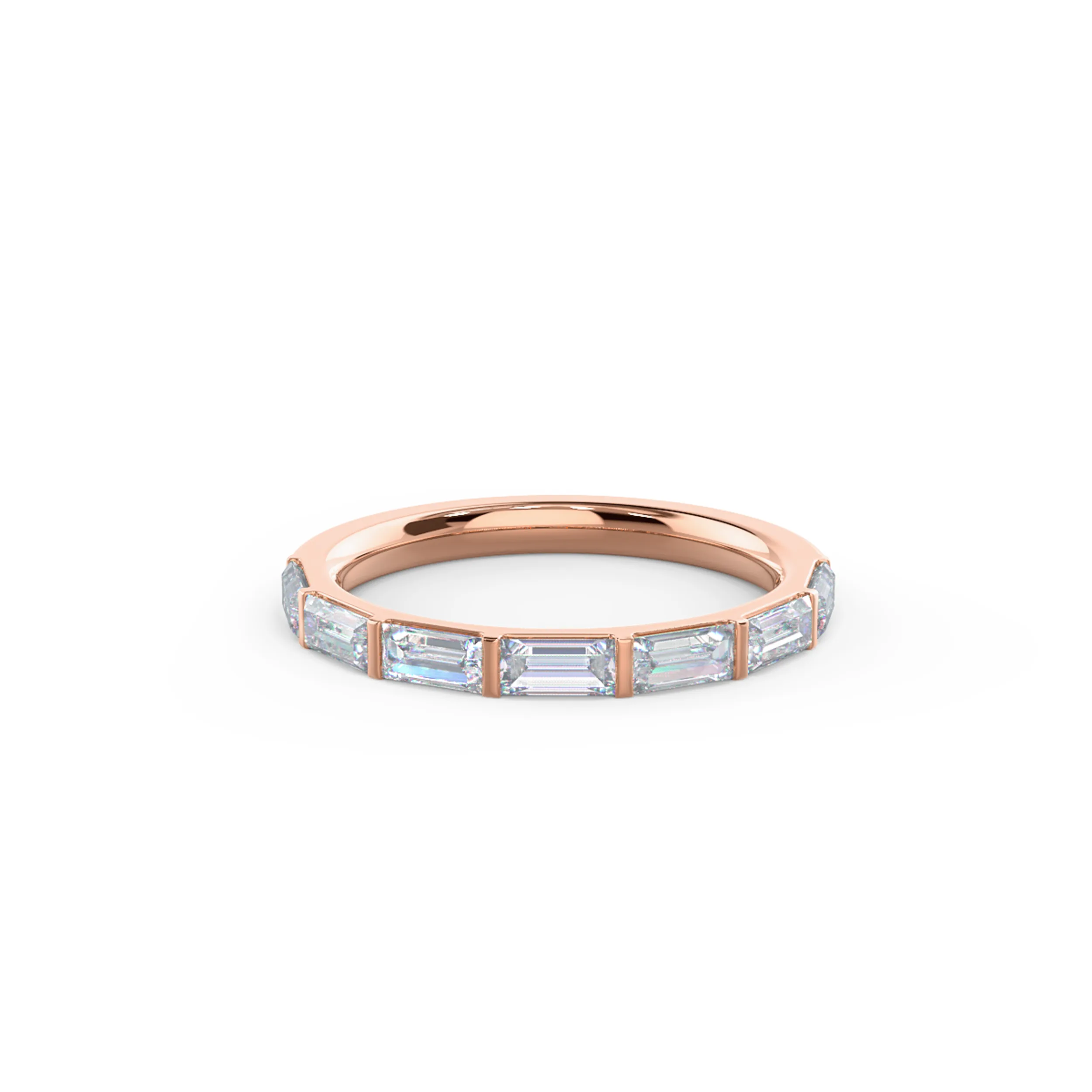 0.7 ct Man Made Diamonds Baguette East-West Half Band in 14k Rose Gold (Main View)