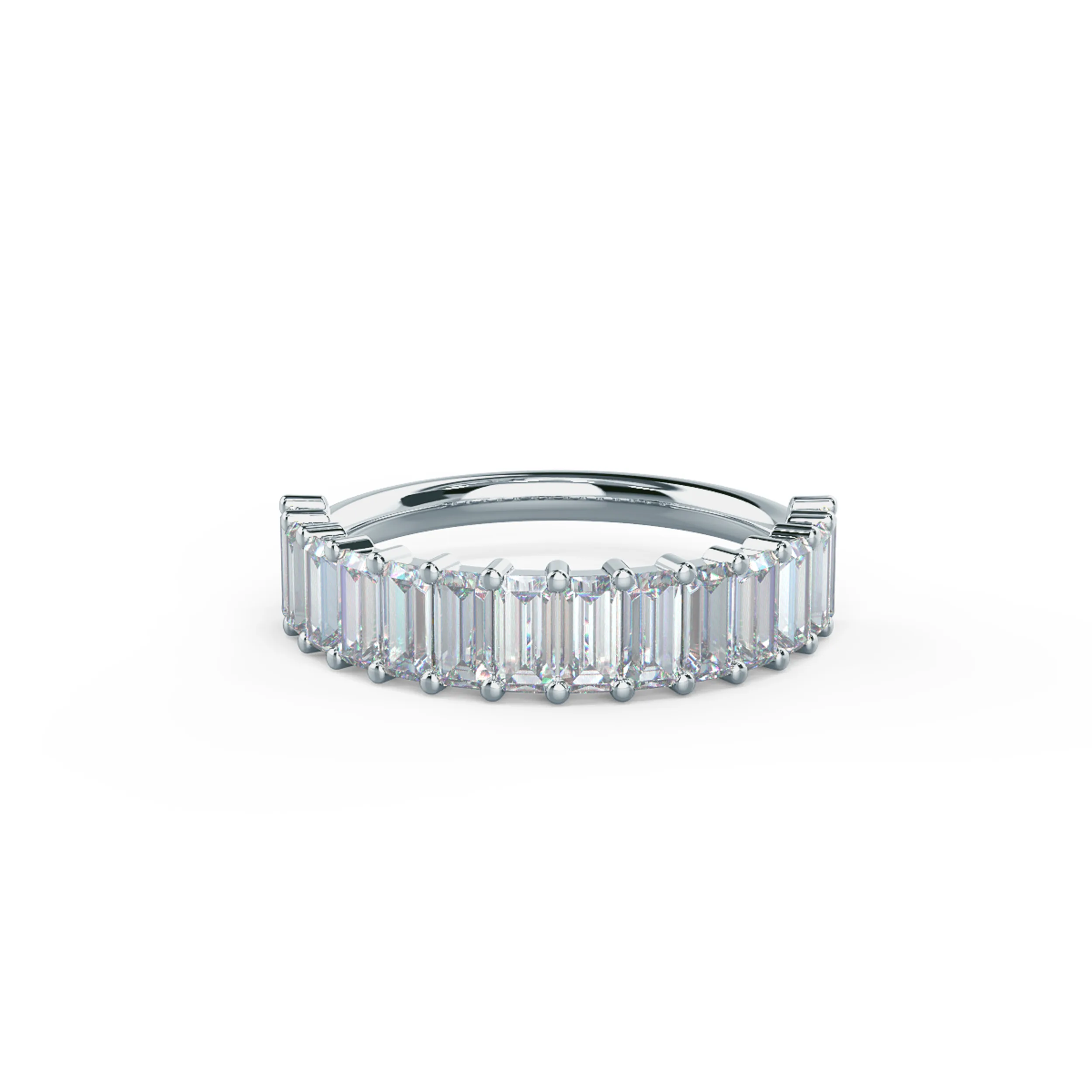 1.4 ct Man Made Diamonds set in 18k White Gold Baguette Half Band (Main View)