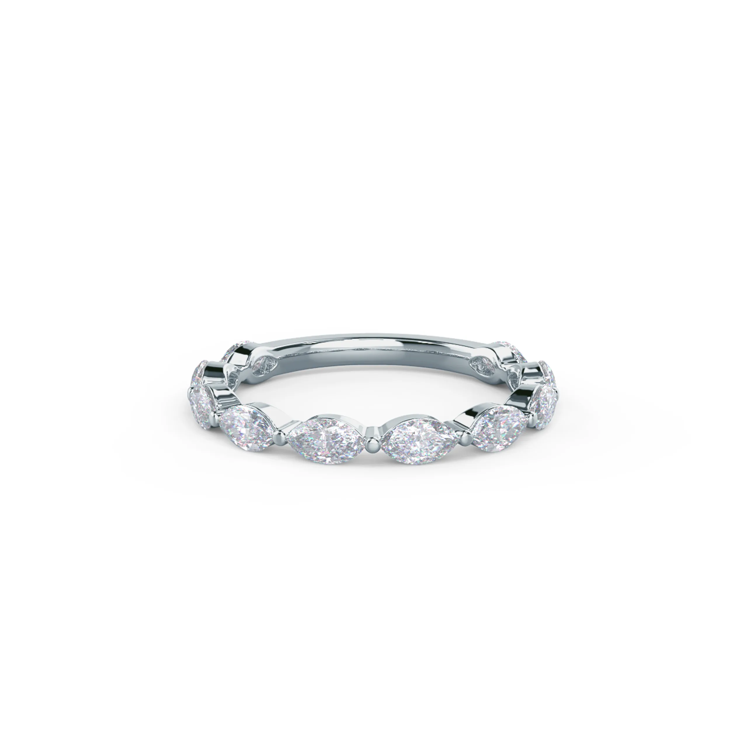 1.0 ct Synthetic Diamonds Marquise East-West Three Quarter Band in 18k White Gold (Main View)