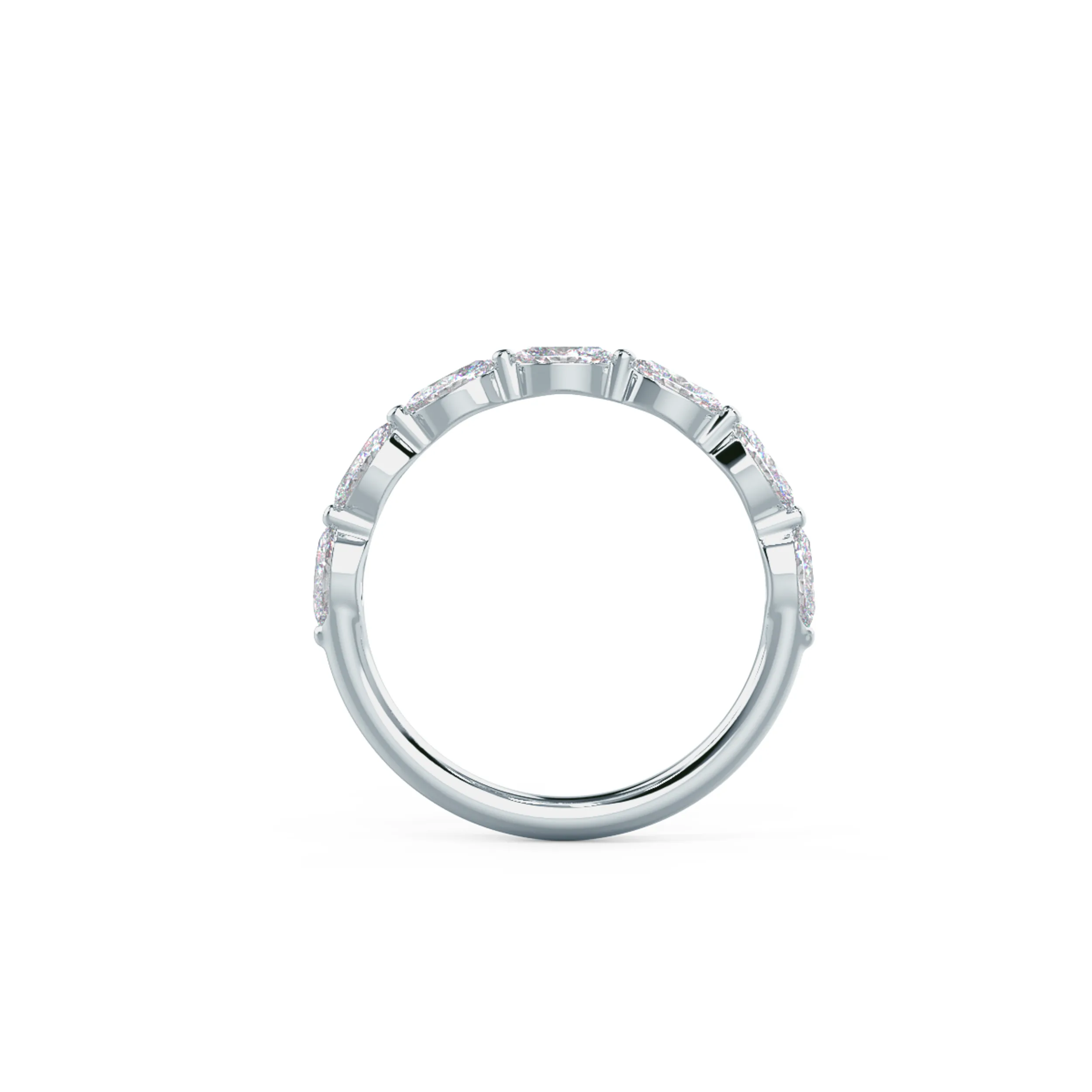 18k White Gold Marquise East-West Half Band featuring 0.7 ctw Lab Diamonds (Profile View)