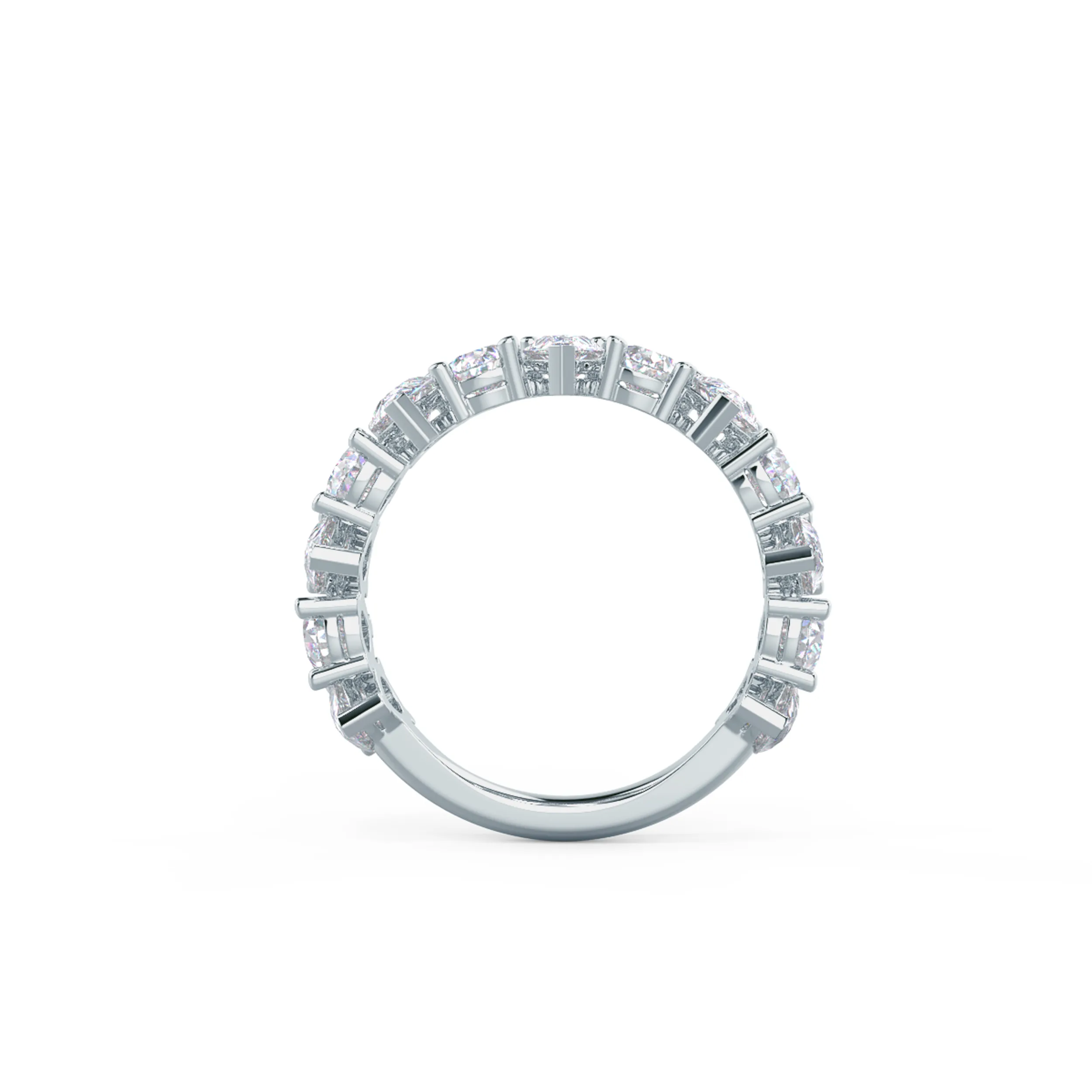 18k White Gold Pear Alternating Three Quarter Band featuring High Quality 2.75 Carat Lab Created Diamonds (Profile View)