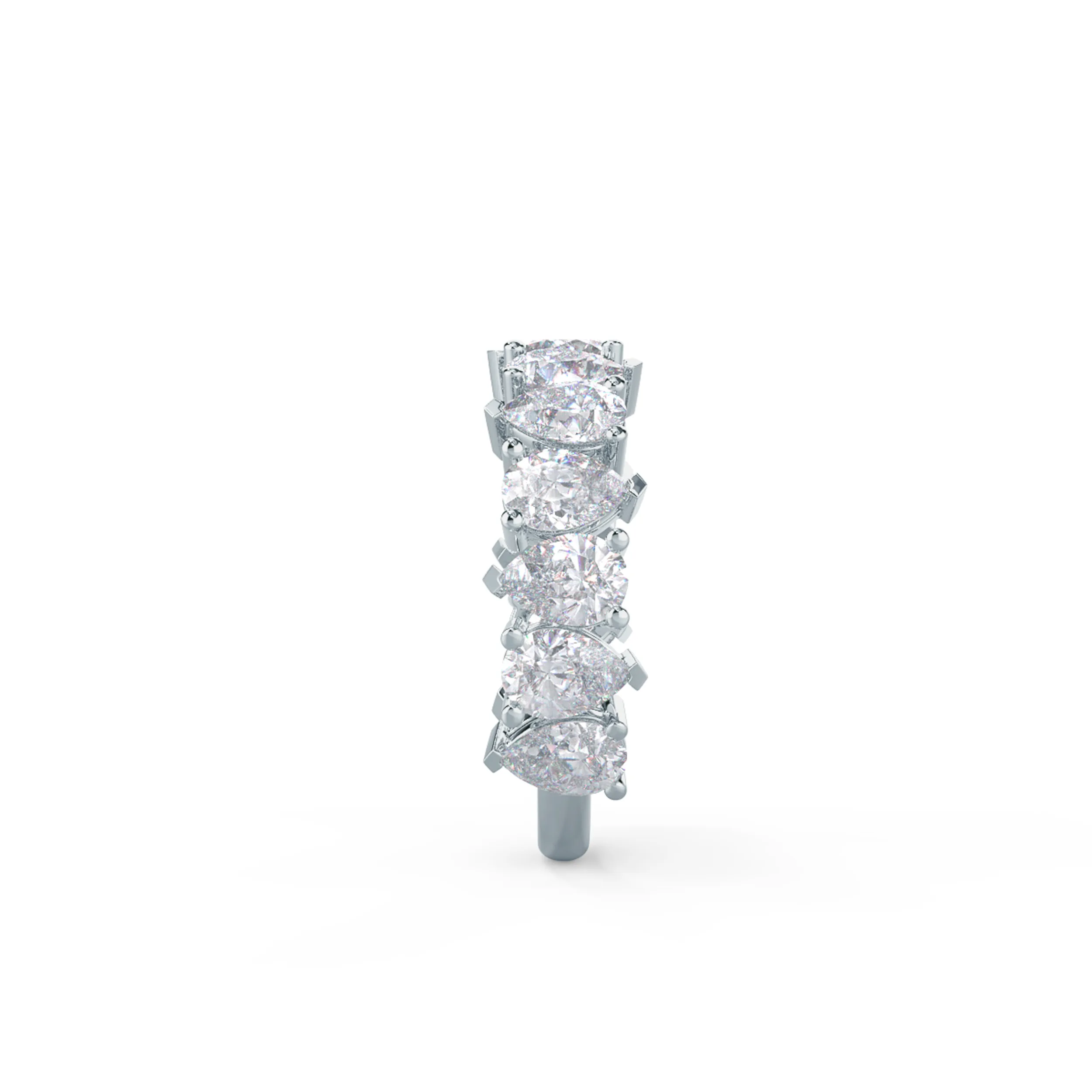 High Quality 2.75 ct Diamonds Pear Alternating Three Quarter Band in White Gold (Side View)