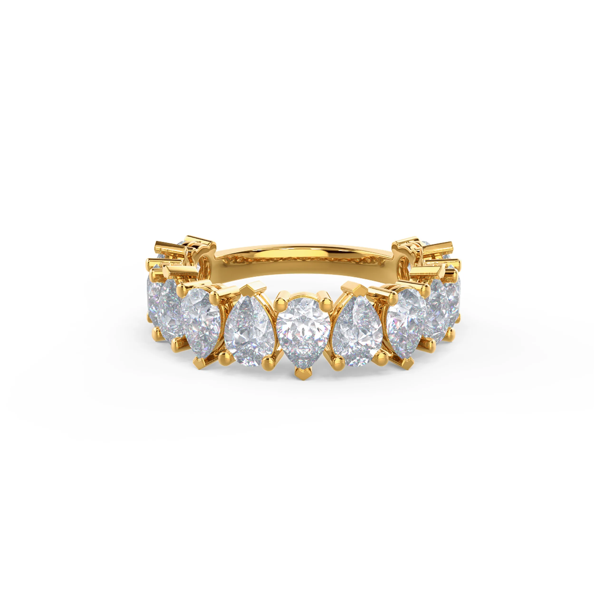 14k Yellow Gold Pear Alternating Three Quarter Band featuring 2.75 Carat Synthetic Diamonds (Main View)