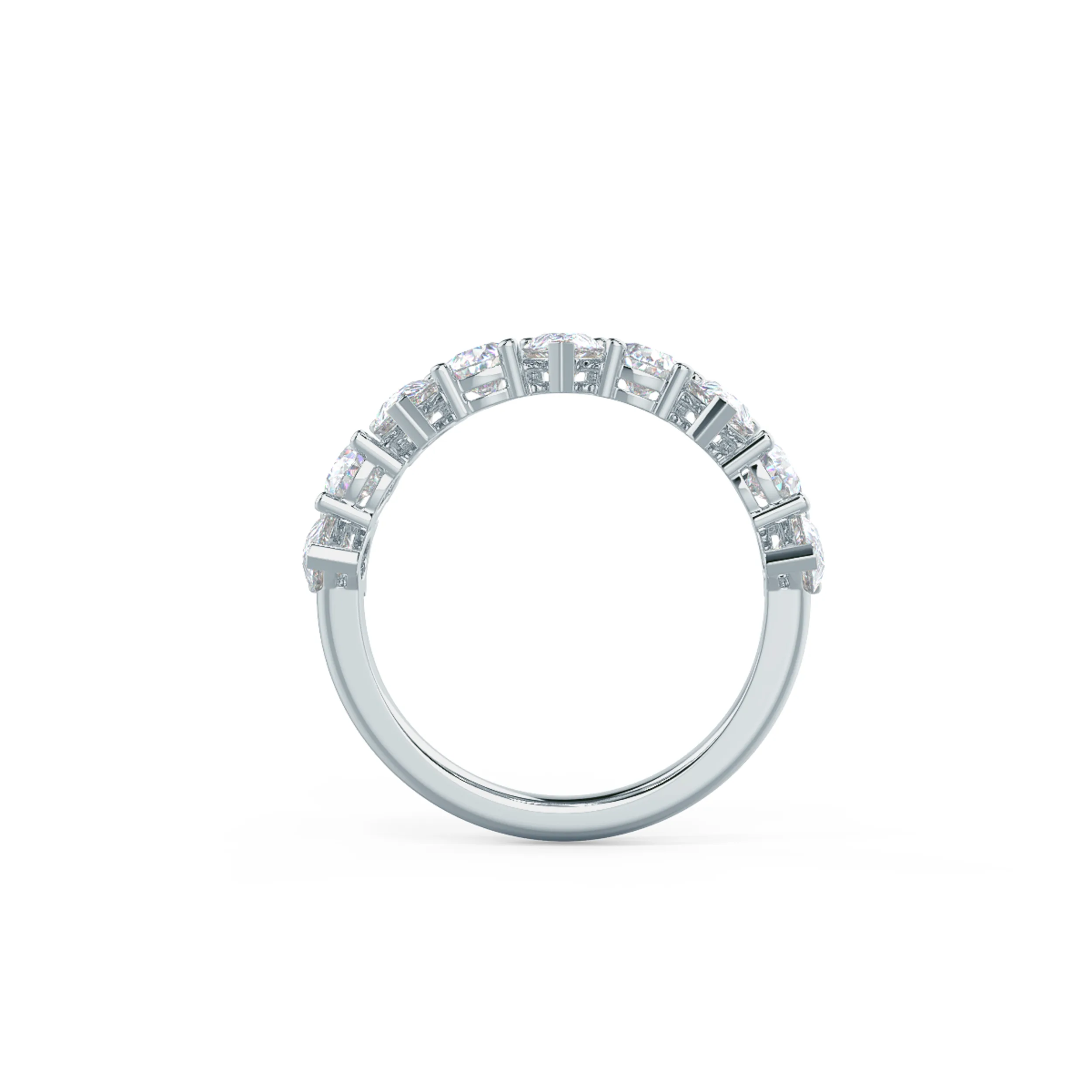 High Quality 1.8 Carat Lab Created Diamonds Pear Alternating Half Band in 18kt White Gold (Profile View)