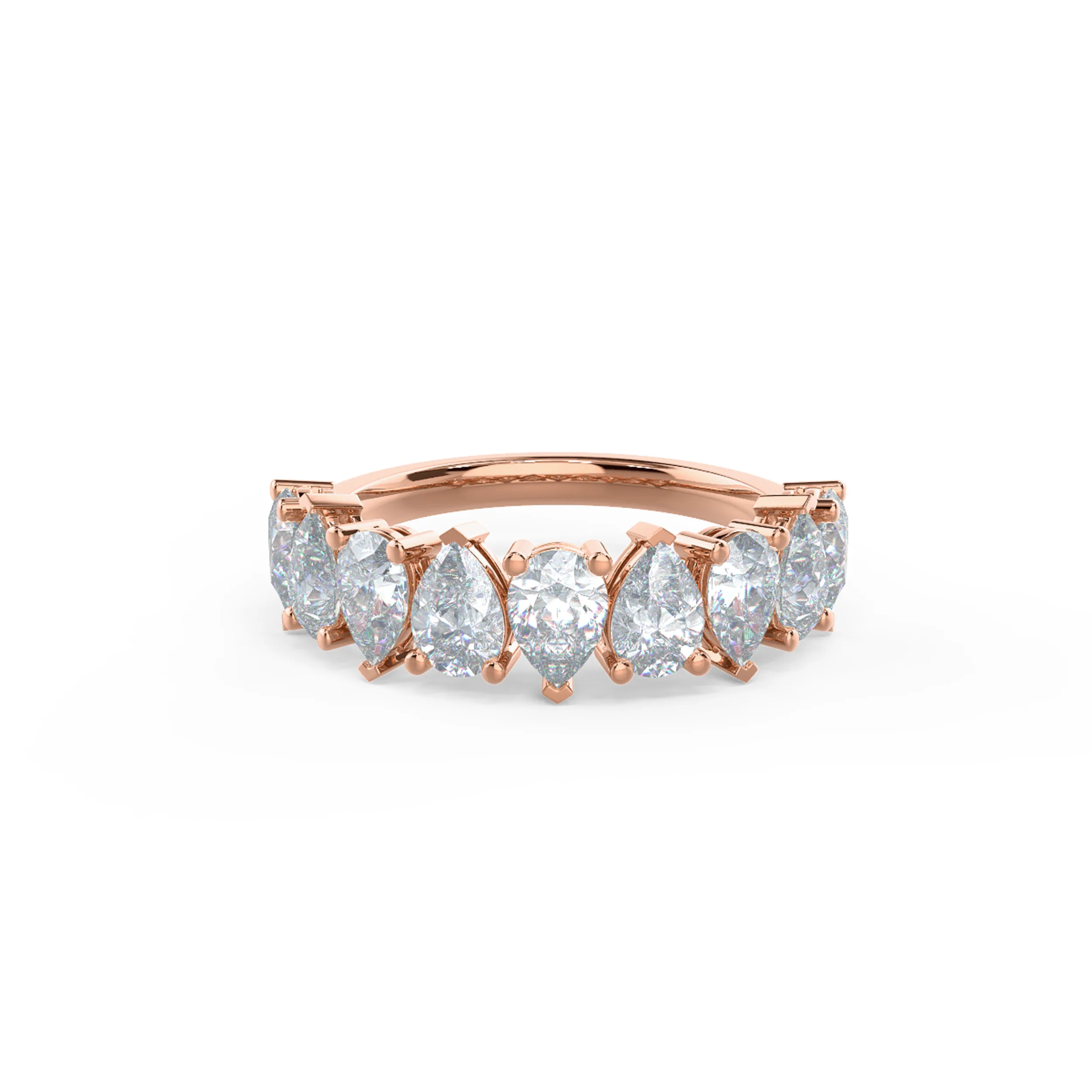 1.8 Carat Lab Created Diamonds Pear Alternating Half Band in Rose Gold (Main View)