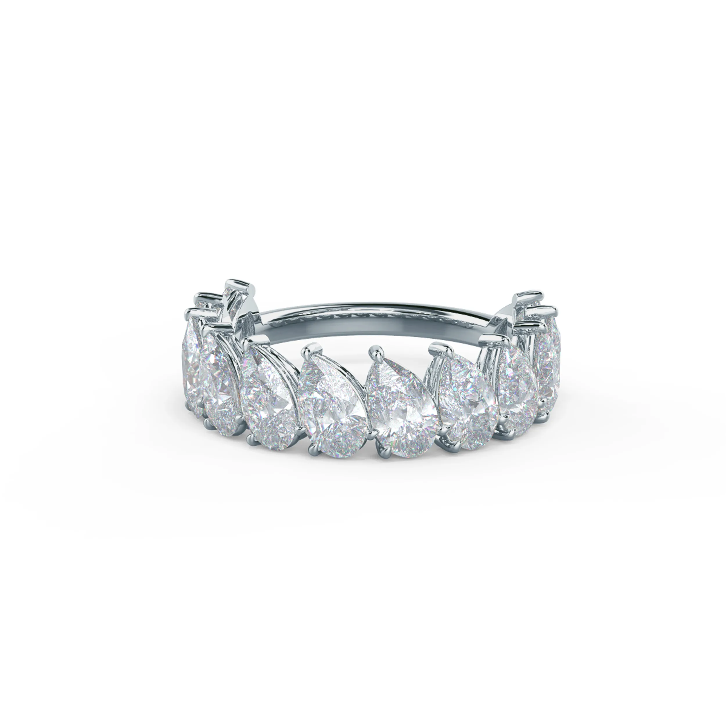 18k White Gold Pear Angled Three Quarter Band featuring 4.0 Carat Man Made Diamonds (Main View)