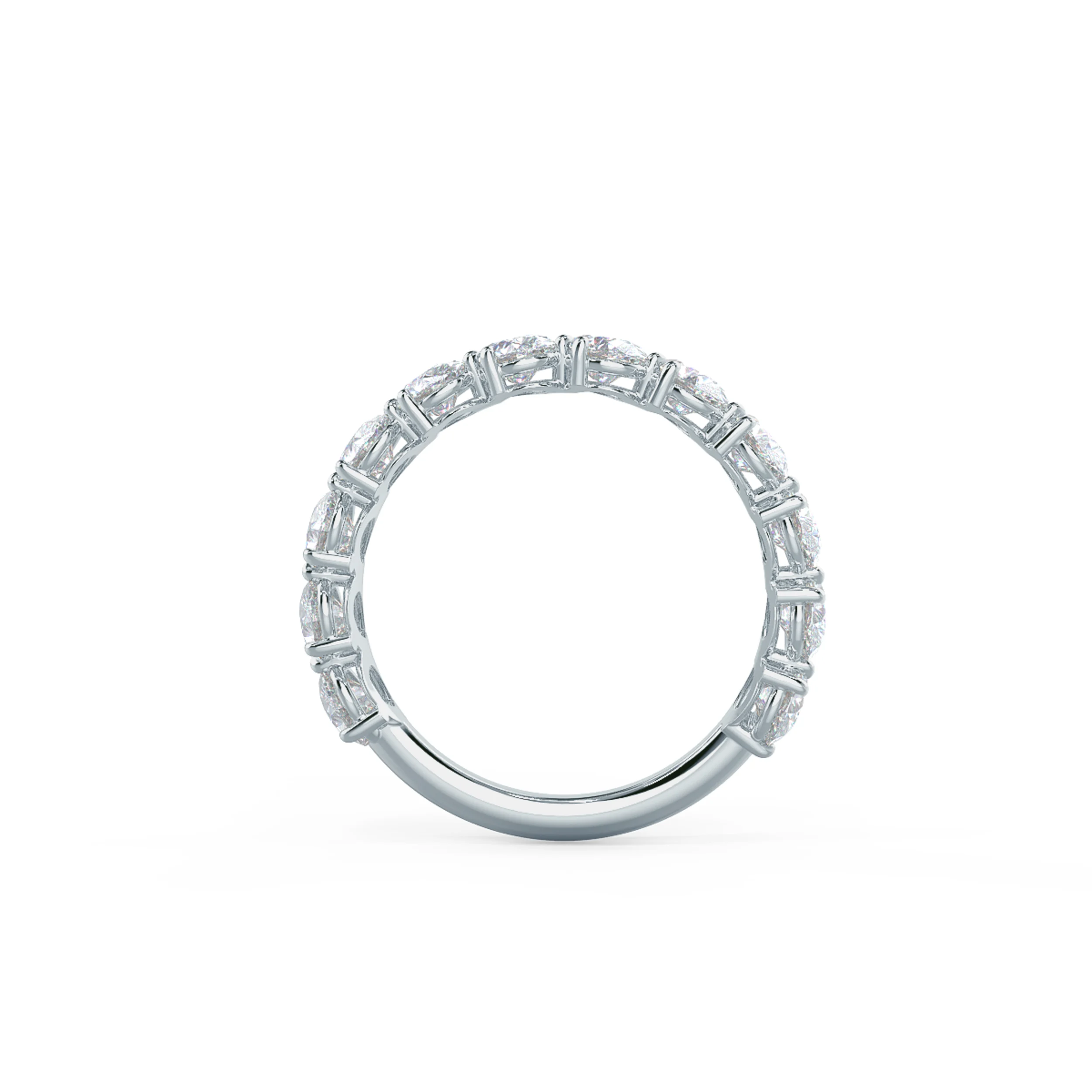 18kt White Gold Pear Angled Three Quarter Band featuring 4.0 Carat Lab Diamonds (Profile View)