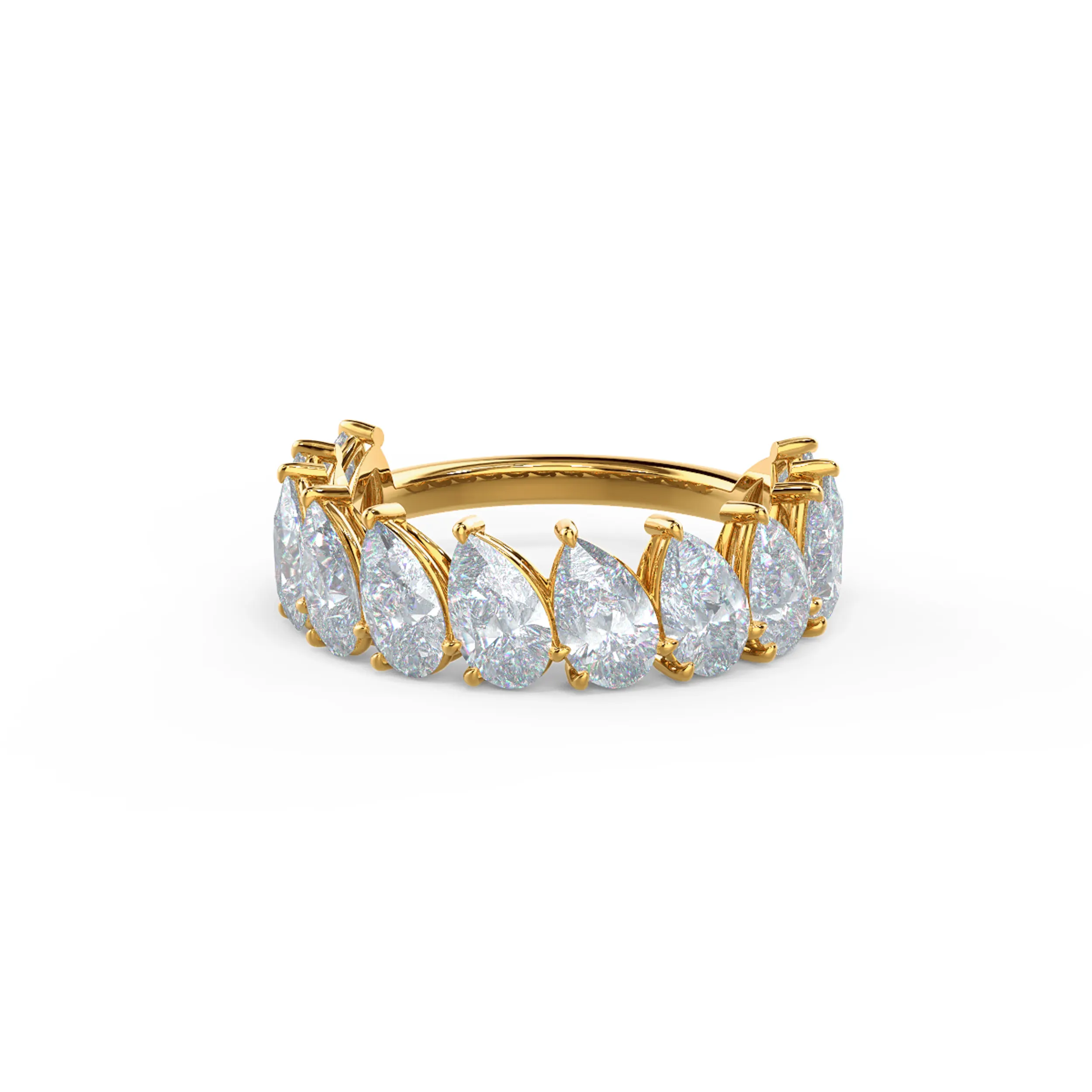 4.0 ctw Diamonds set in 14k Yellow Gold Pear Angled Three Quarter Band (Main View)