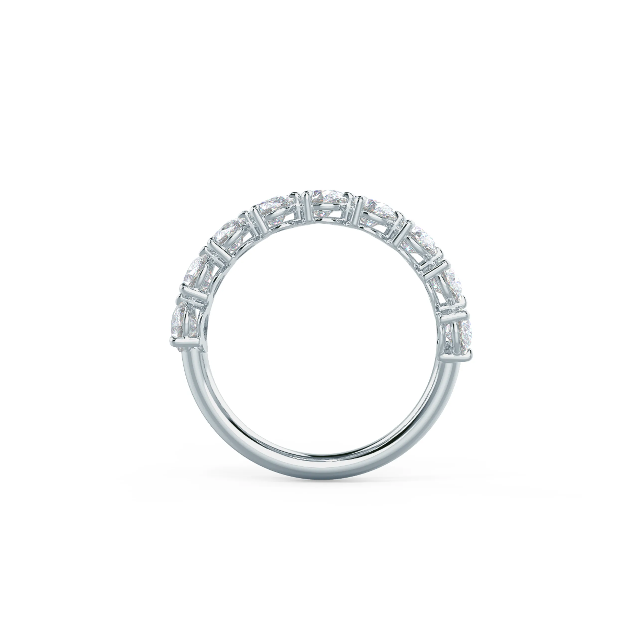 White Gold Pear Angled Half Band featuring 2.5 Carat Lab Grown Diamonds (Profile View)