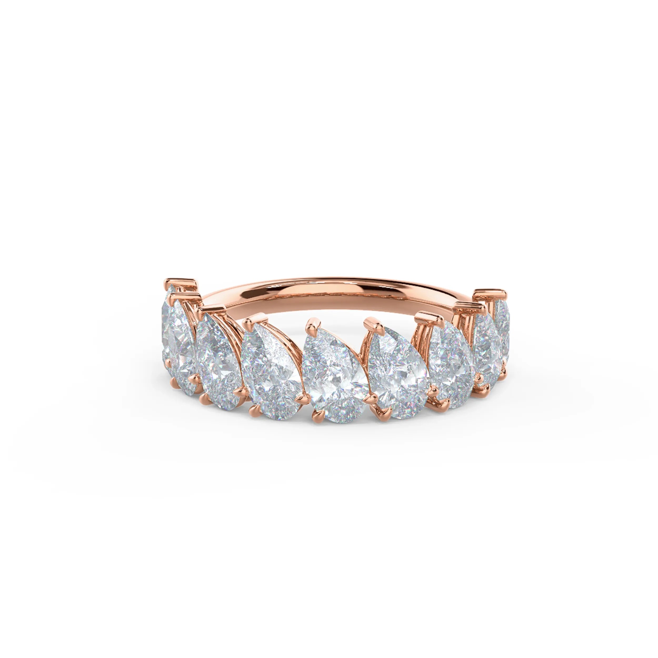 2.5 Carat Lab Created Diamonds set in 14k Rose Gold Pear Angled Half Band (Main View)