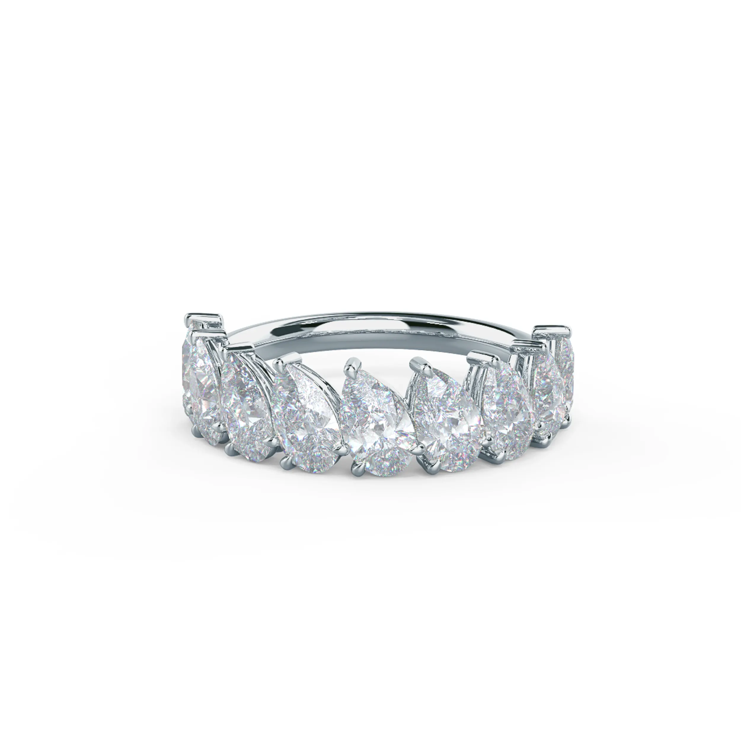 2.5 Carat Lab Diamonds set in White Gold Pear Angled Half Band (Main View)