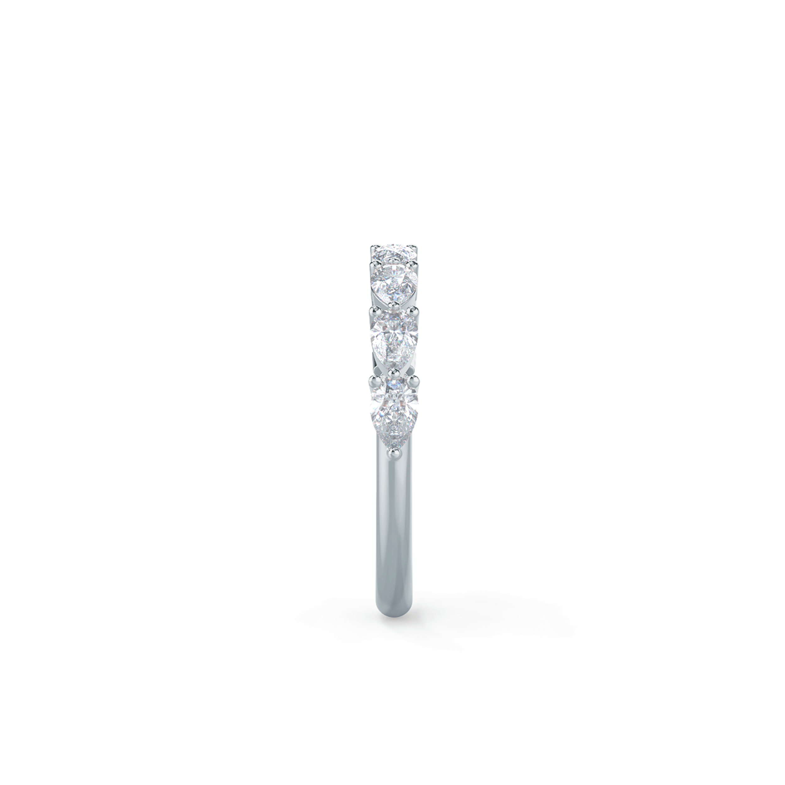 1.0 Carat Lab Diamonds set in White Gold Pear East-West Half Band (Side View)