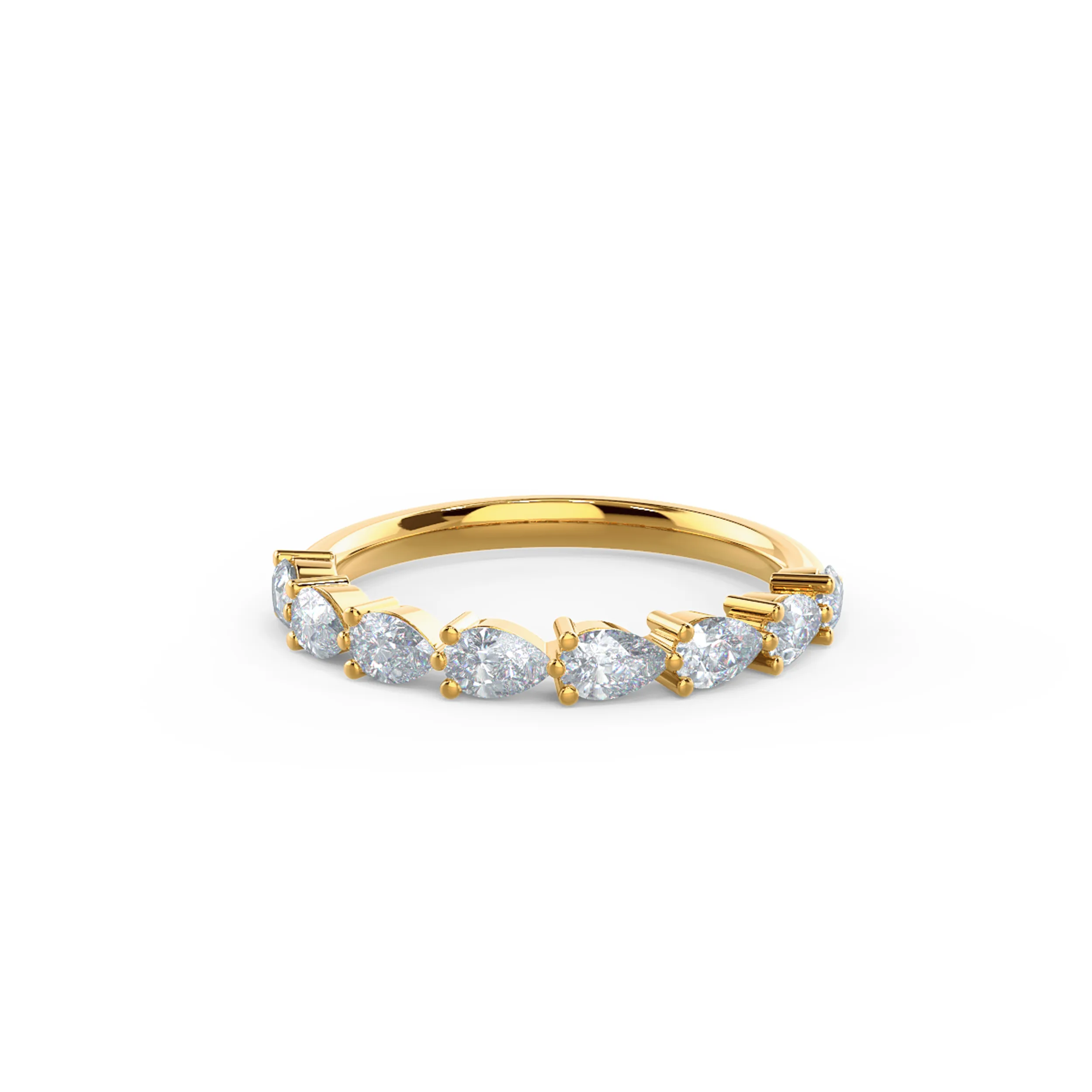 High Quality 1.0 Carat Lab Diamonds set in 18 Karat Yellow Gold Pear East-West Half Band (Main View)