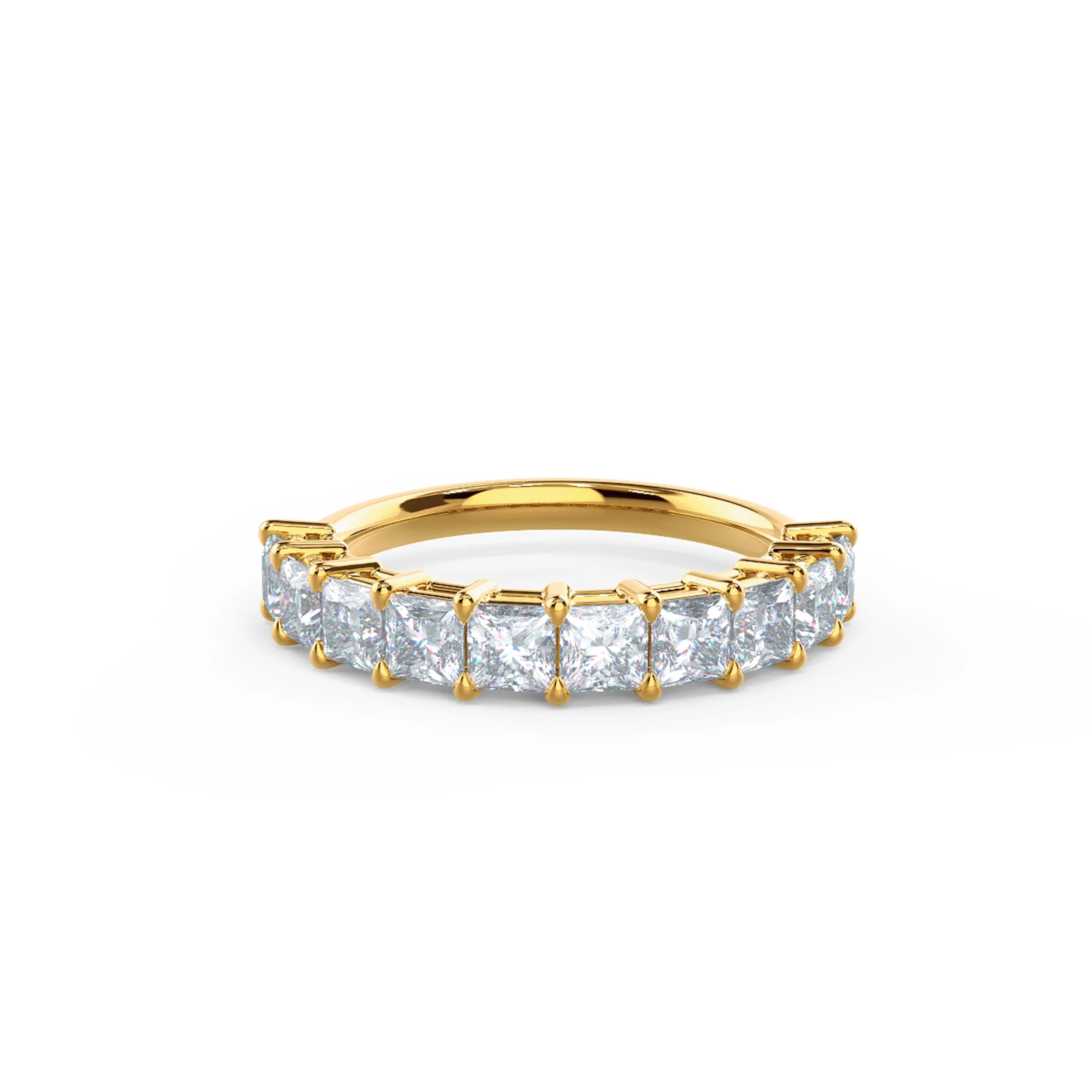 Exceptional Quality 2.1 ct Lab Grown Diamonds set in 14k Yellow Gold Princess Half Band (Main View)