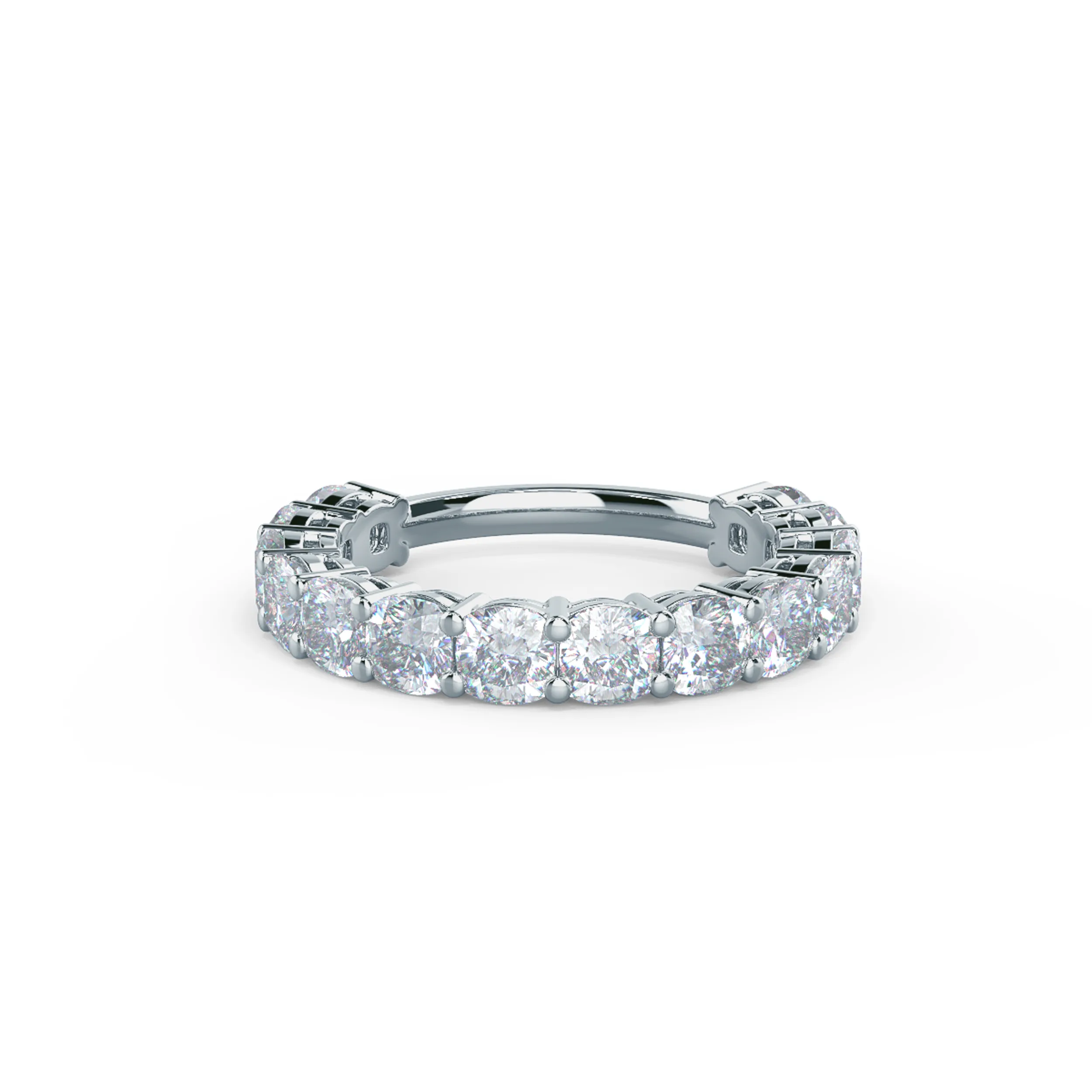 3.5 Carat Synthetic Diamonds set in 18k White Gold Cushion Three Quarter Band (Main View)