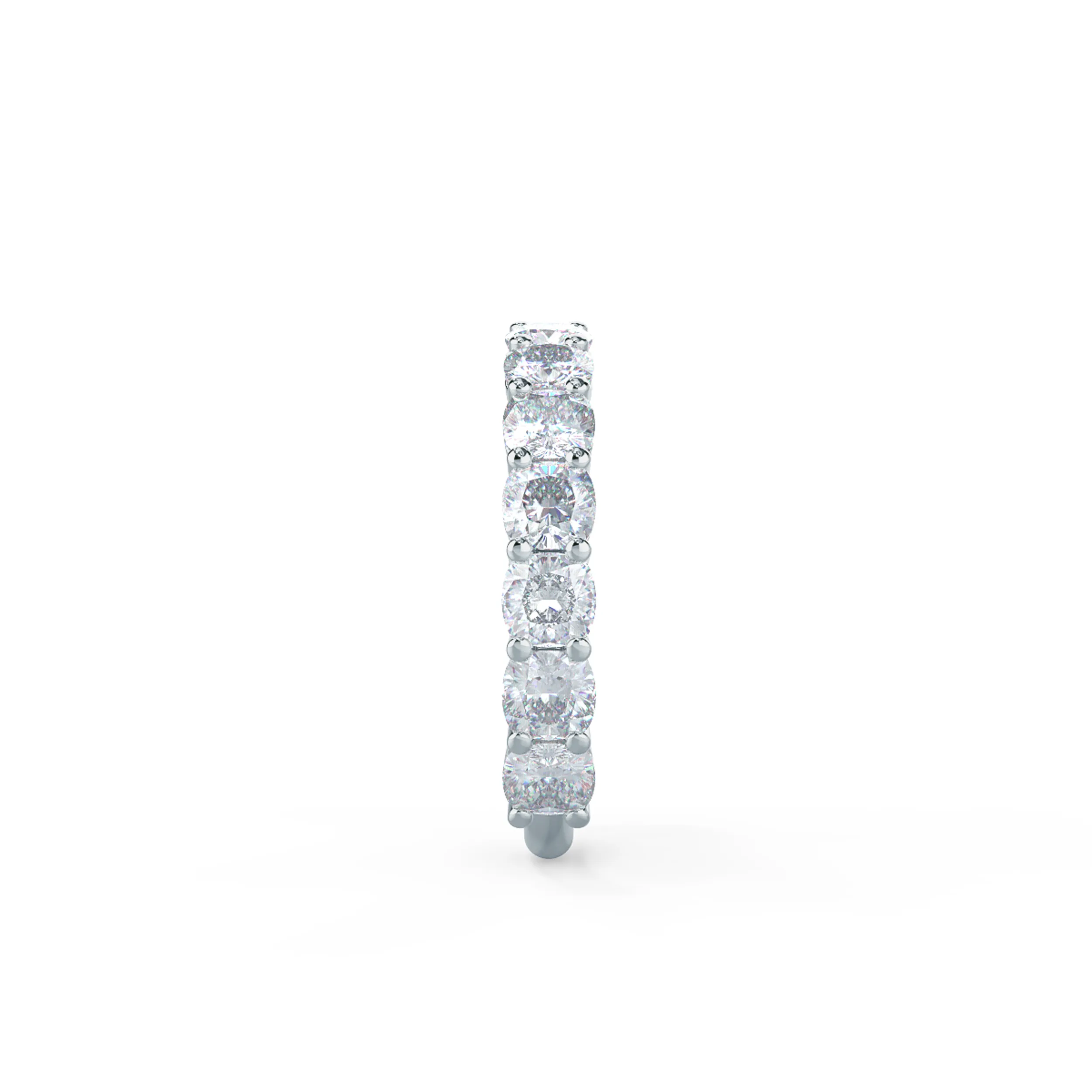 18k White Gold Cushion Three Quarter Band featuring Hand Selected 3.5 ctw Diamonds (Side View)
