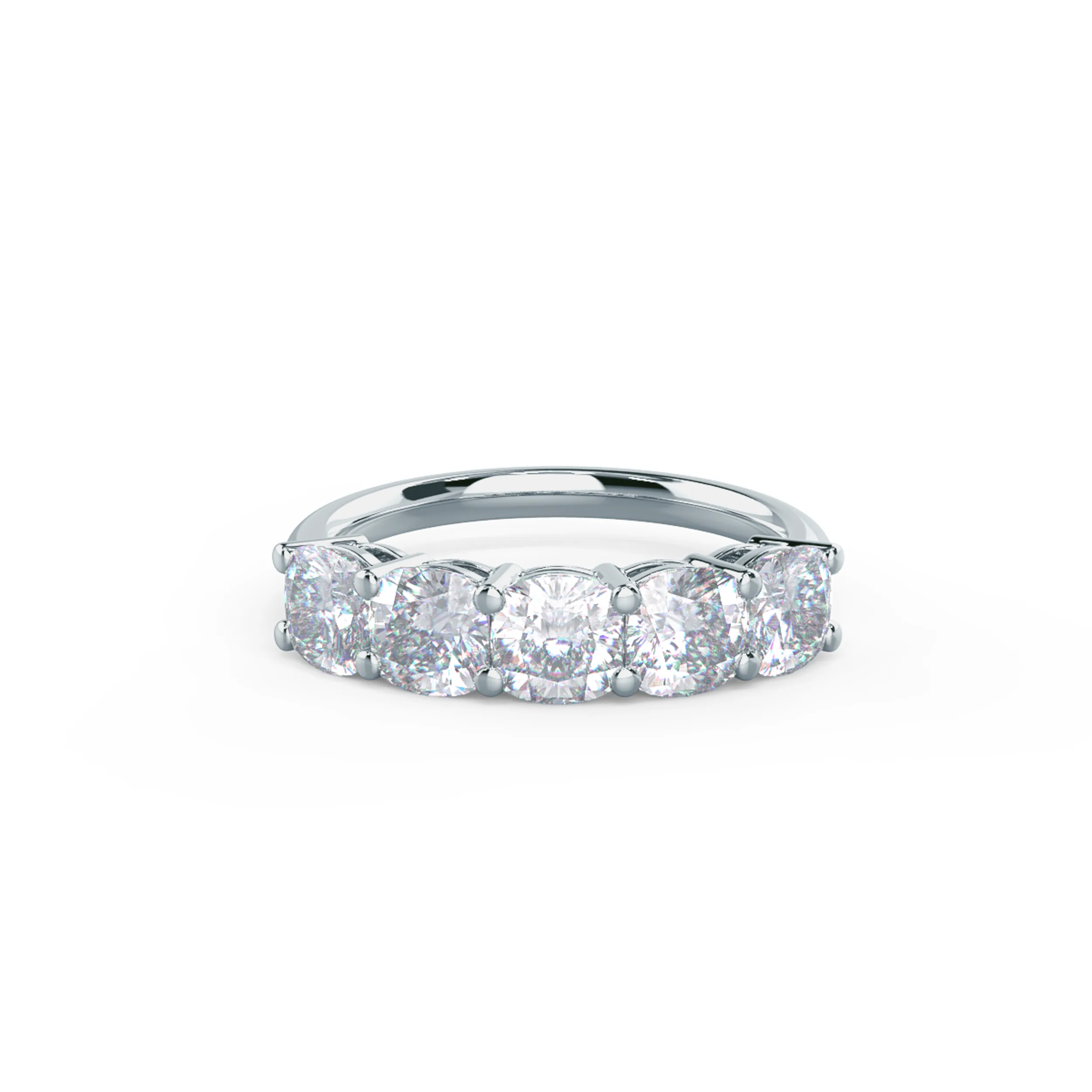 White Gold Cushion Five Stone featuring Exceptional Quality 2.5 Carat Lab Diamonds (Main View)