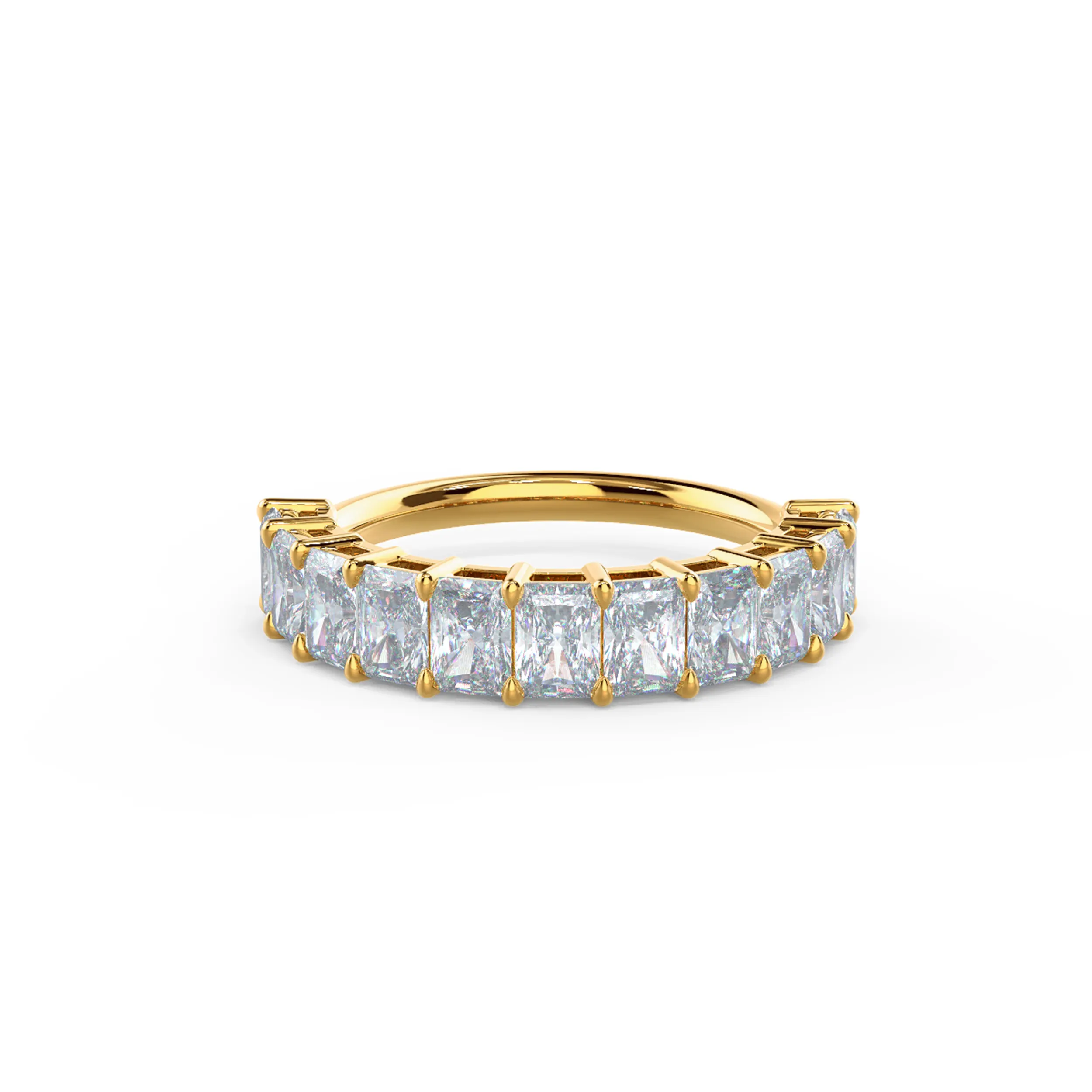 High Quality 2.2 ct Man Made Diamonds set in 14k Yellow Gold Radiant Half Band (Main View)