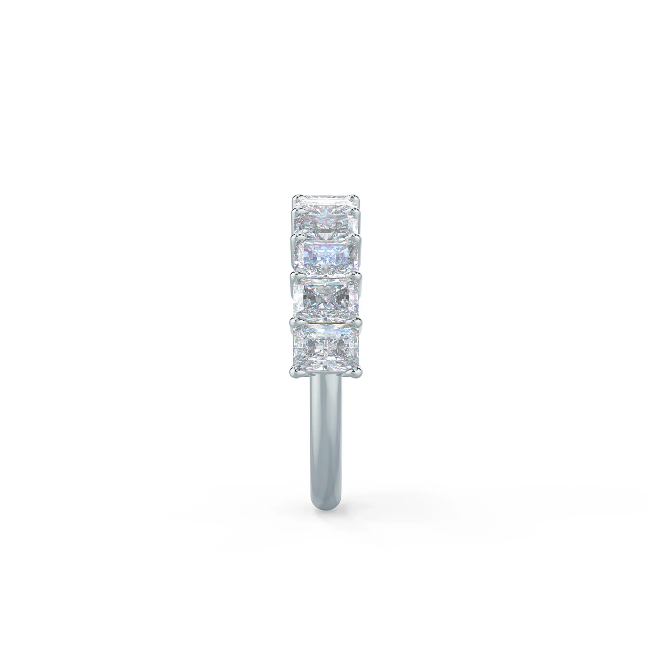18k White Gold Radiant Half Band featuring 2.2 ct Lab Grown Diamonds (Side View)