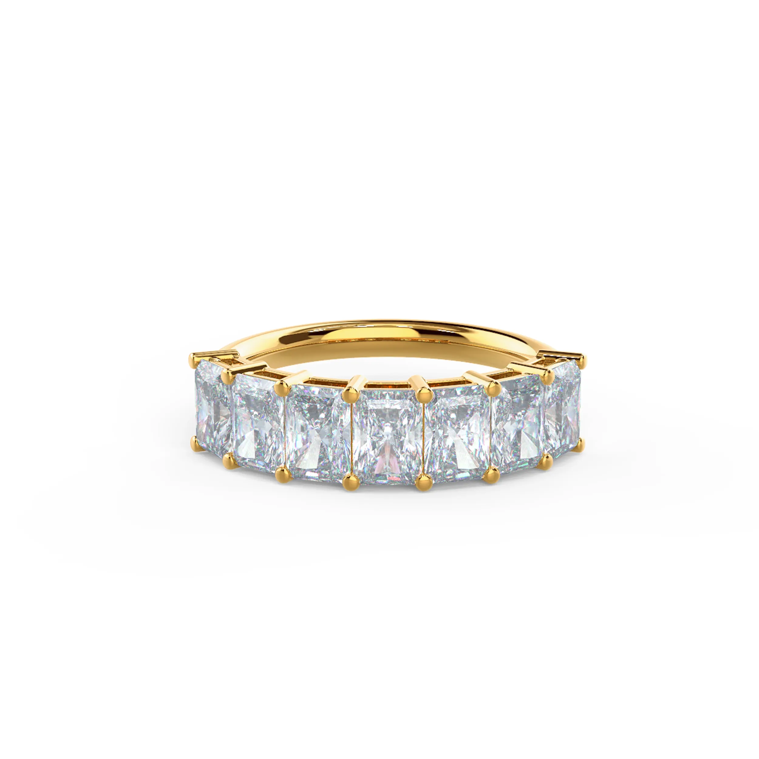 18k Yellow Gold Radiant Seven Stone featuring Exceptional Quality 2.0 Carat Lab Created Diamonds (Main View)