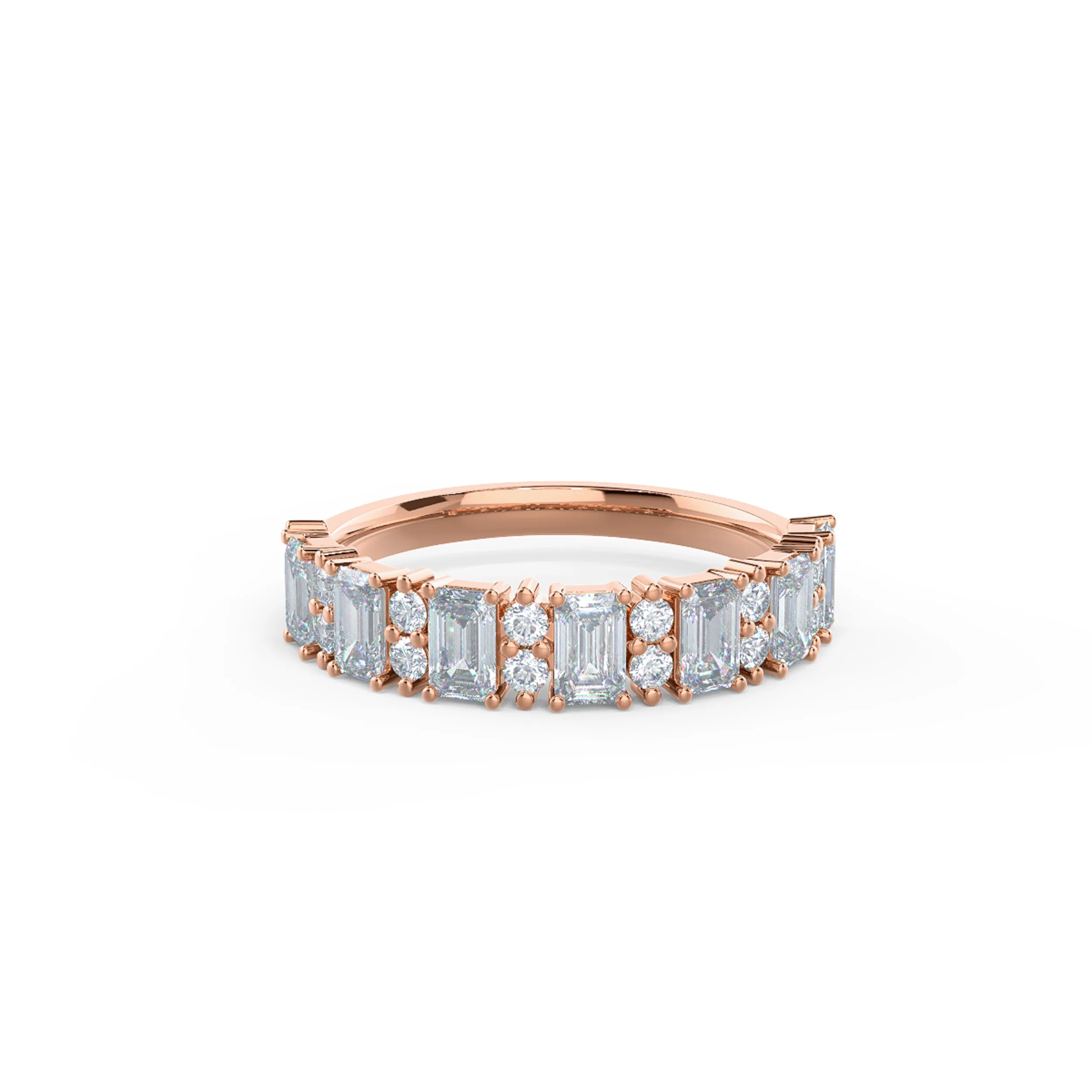 1.6 ct Diamonds set in 14k Rose Gold Emerald and Round Half Band (Main View)