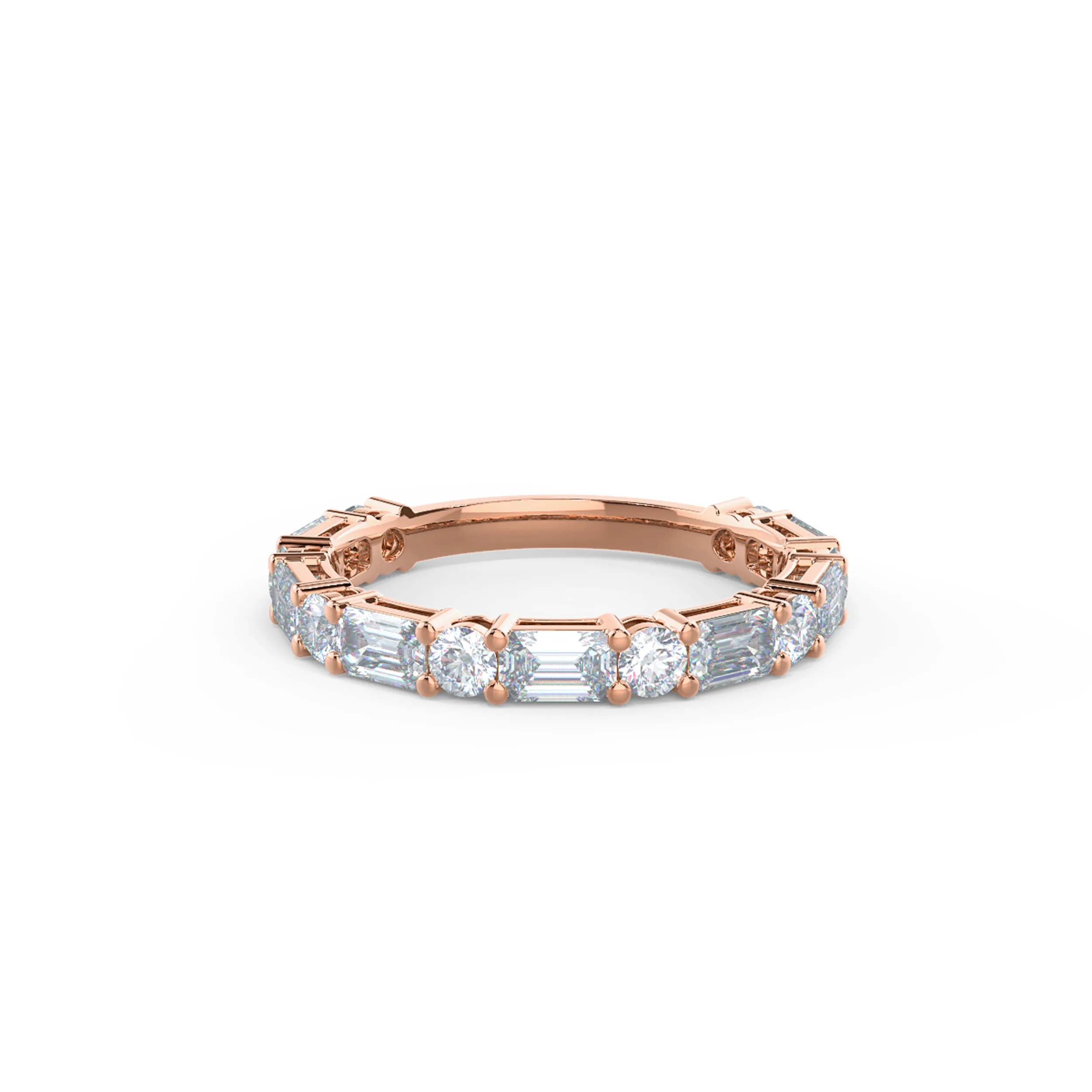 2.0 ct Lab Diamonds set in 14kt Rose Gold Emerald and Round East-West Three Quarter Band (Main View)