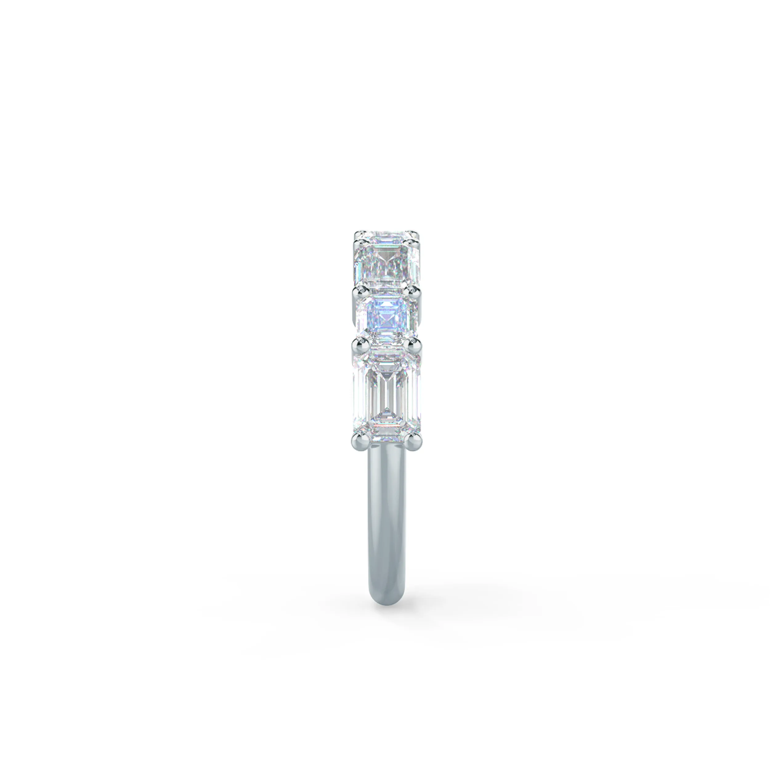 2.4 Carat Diamonds set in 18k White Gold Emerald and Asscher East-West Half Band (Side View)