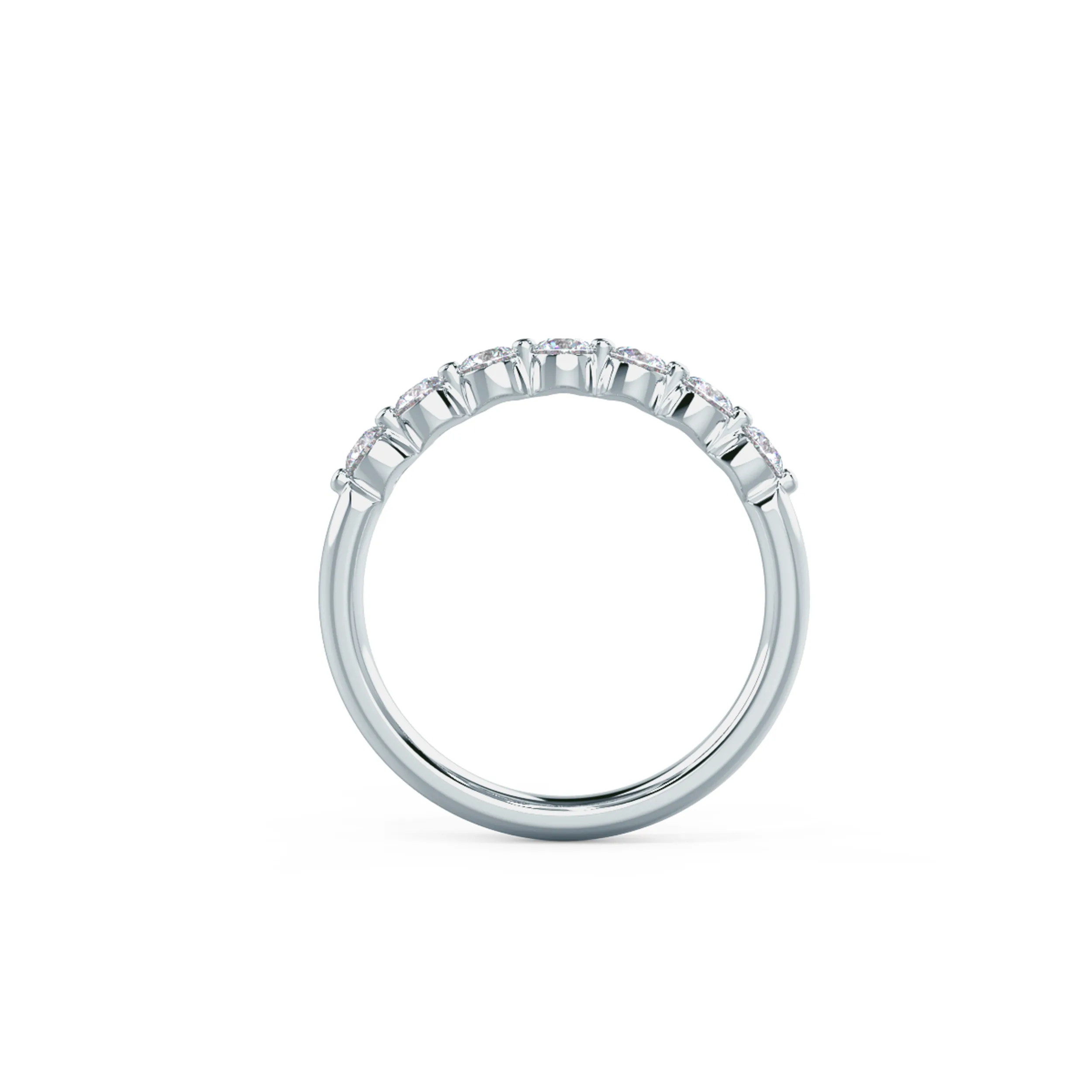 0.55 Carat Round Lab Diamonds set in 18k White Gold Shared Prong Seven Stone (Profile View)
