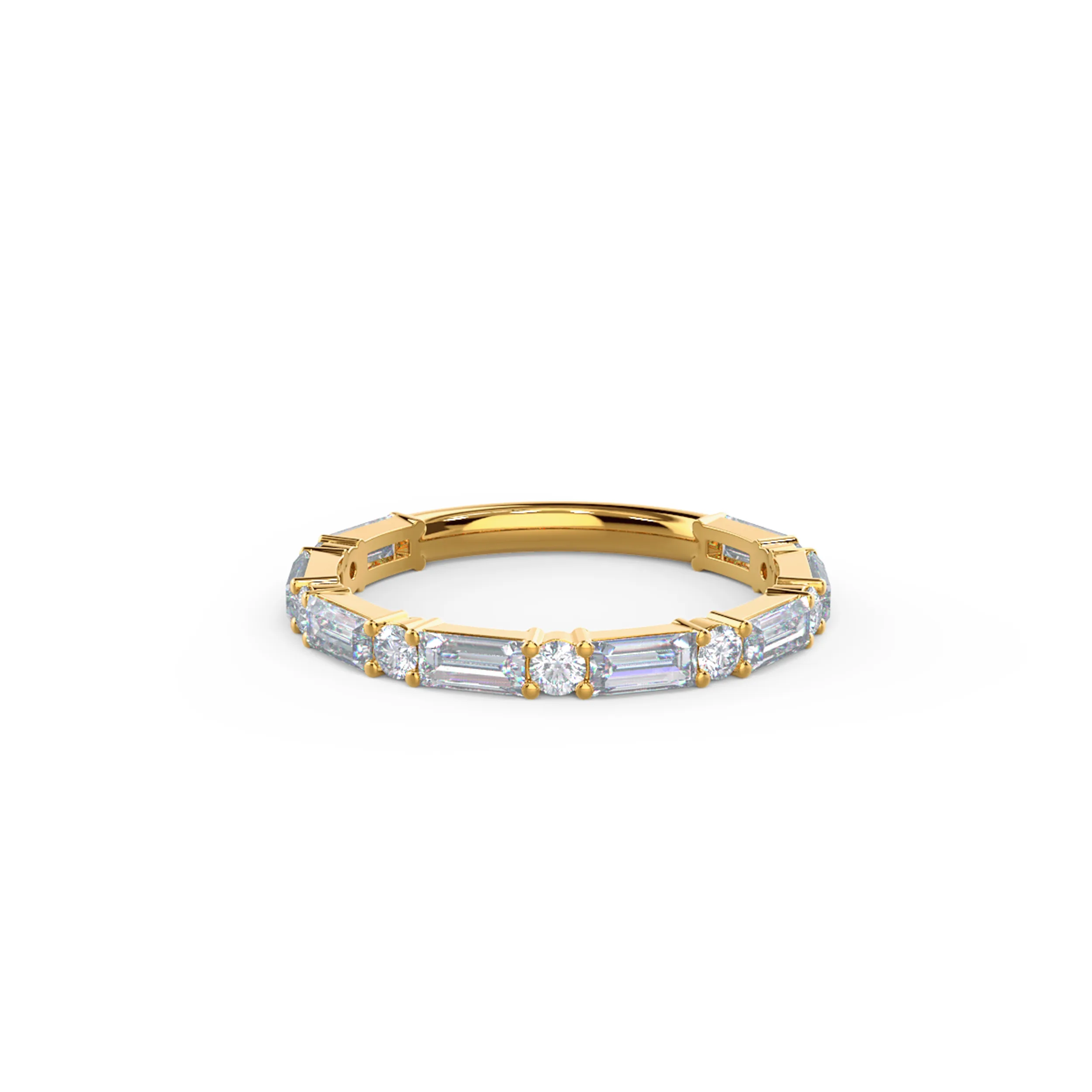 1.0 ct Lab Diamonds set in 18k Yellow Gold Baguette and Round Three Quarter Band (Main View)