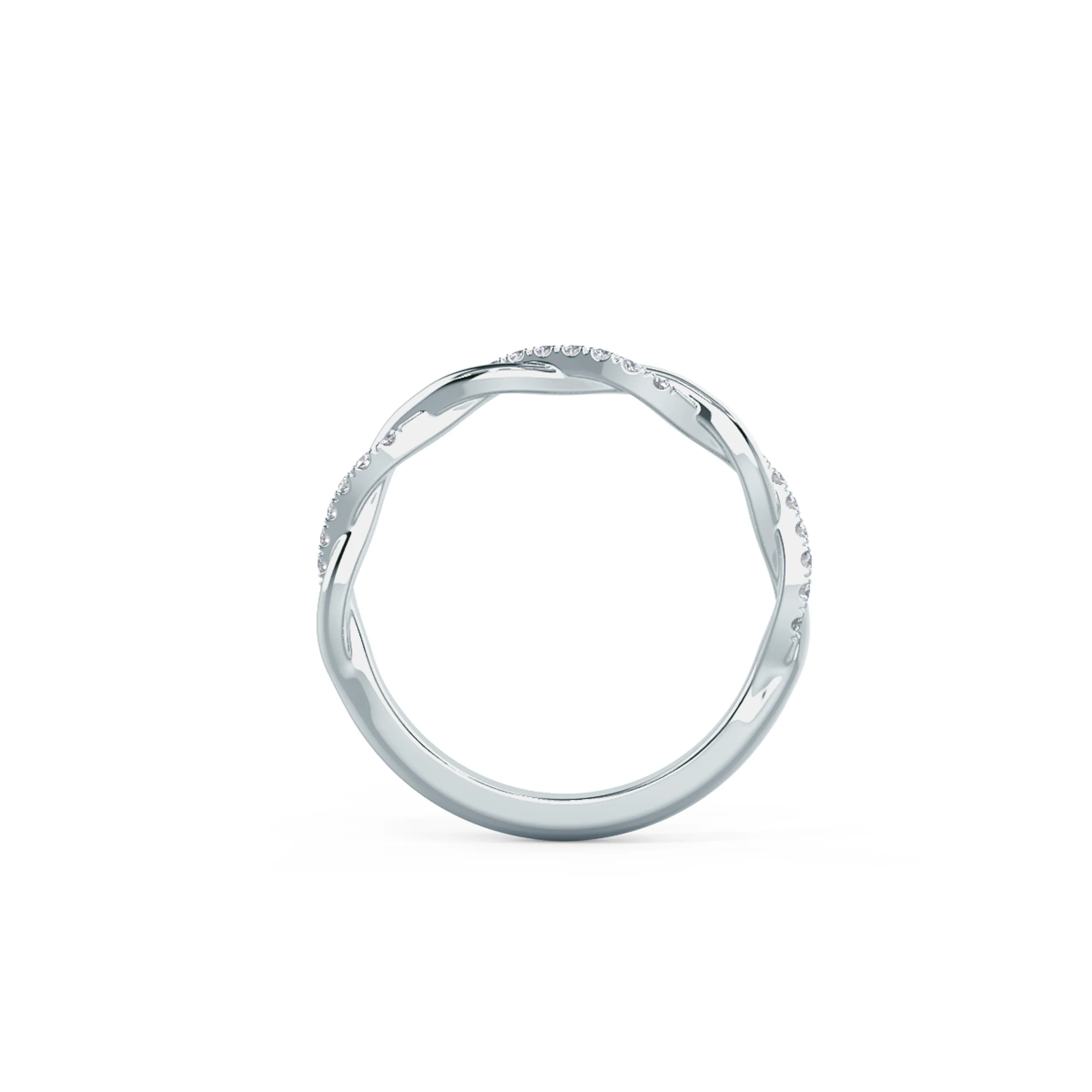 Hand Selected 0.15 ctw Round Created Diamonds set in 18k White Gold Infnity Twisting Light Half Band (Profile View)