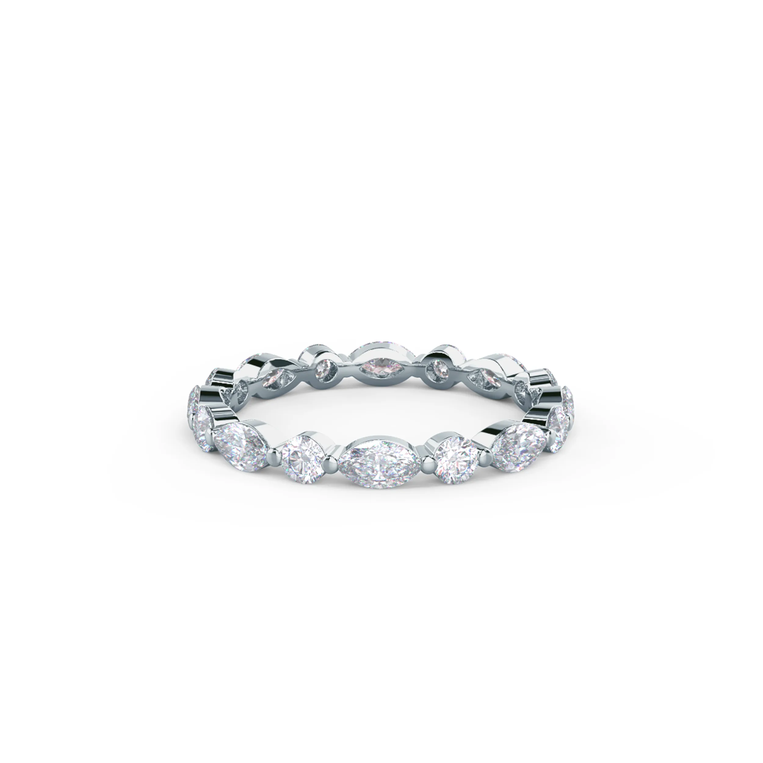 1.2 ct Lab Diamonds set in 18k White Gold Marquise and Round East-West Eternity Band (Main View)