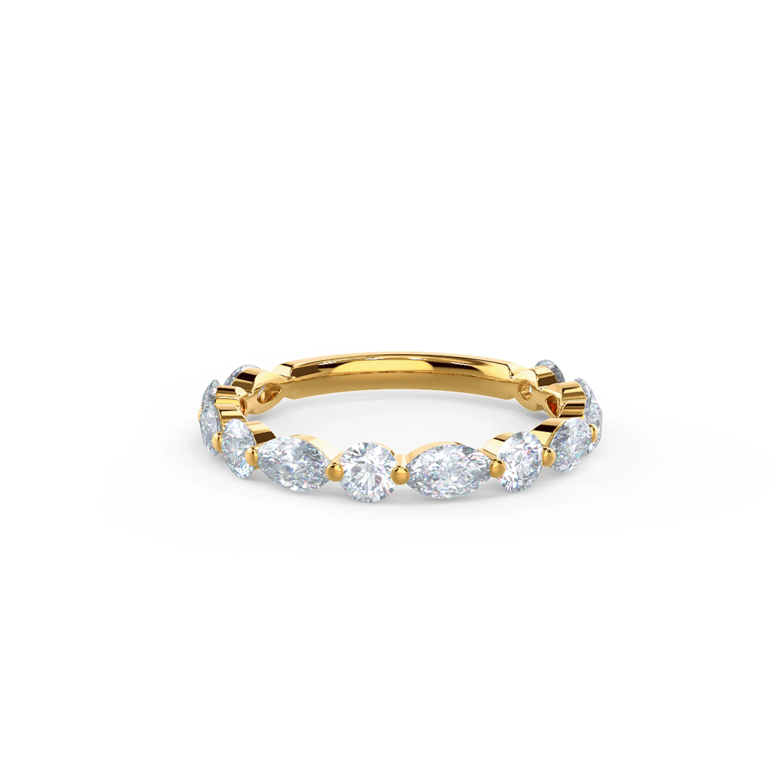 0.9 Carat Diamonds set in 14k Yellow Gold Marquise and Round East-West Three Quarter Band (Main View)