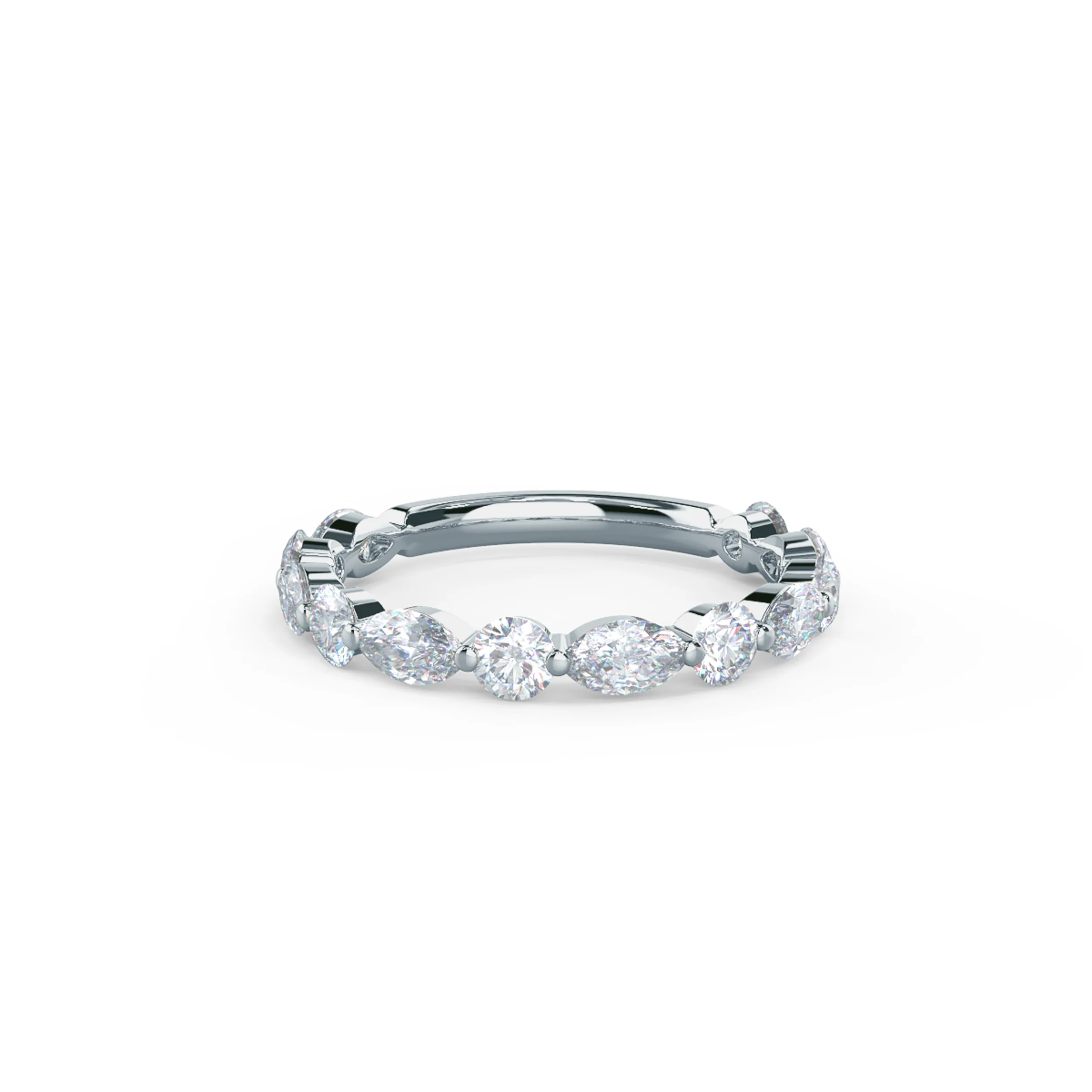 18 Karat White Gold Marquise and Round East-West Three Quarter Band featuring 0.9 ct Synthetic Diamonds (Main View)