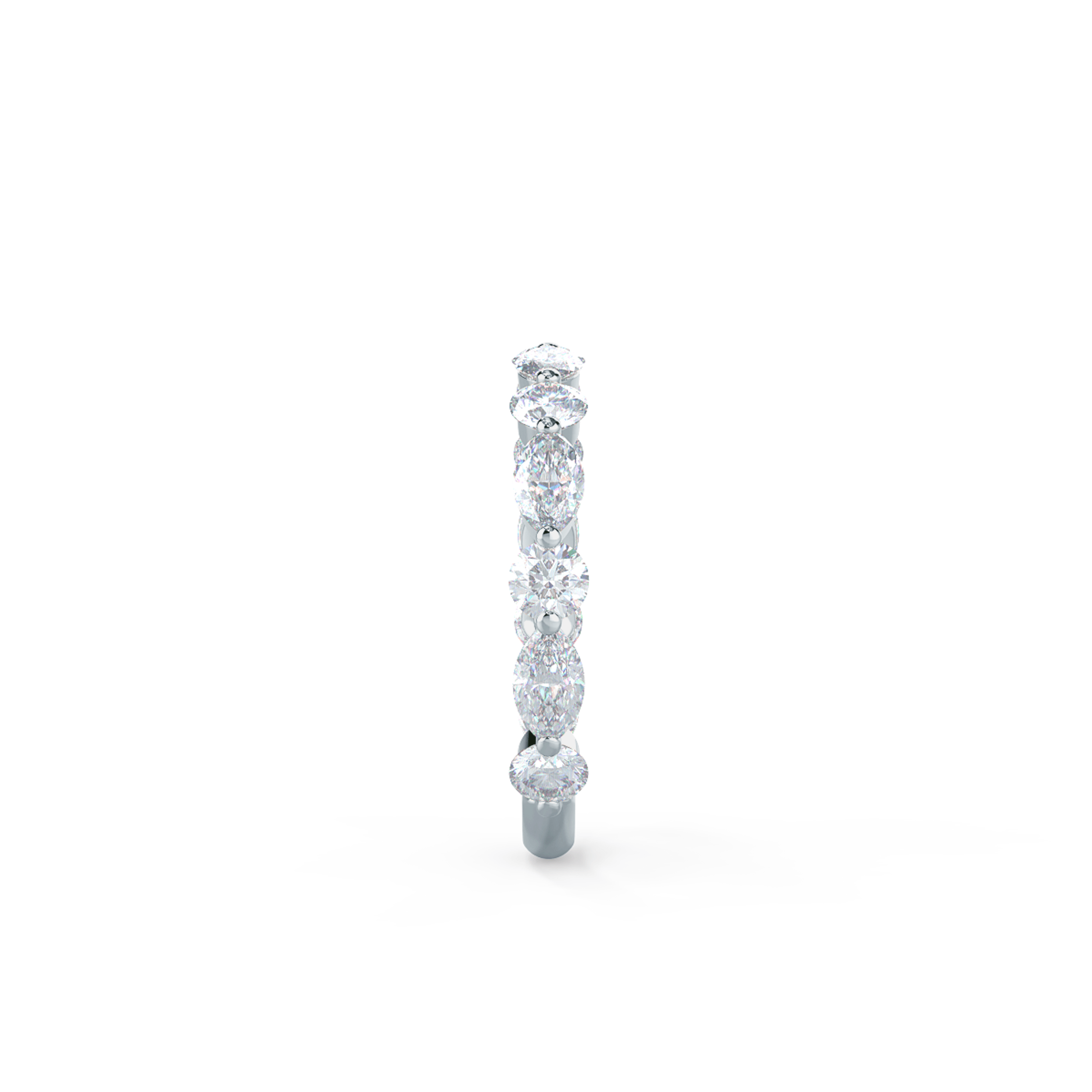 0.9 ct Diamonds set in 18k White Gold Marquise and Round East-West Three Quarter Band (Side View)
