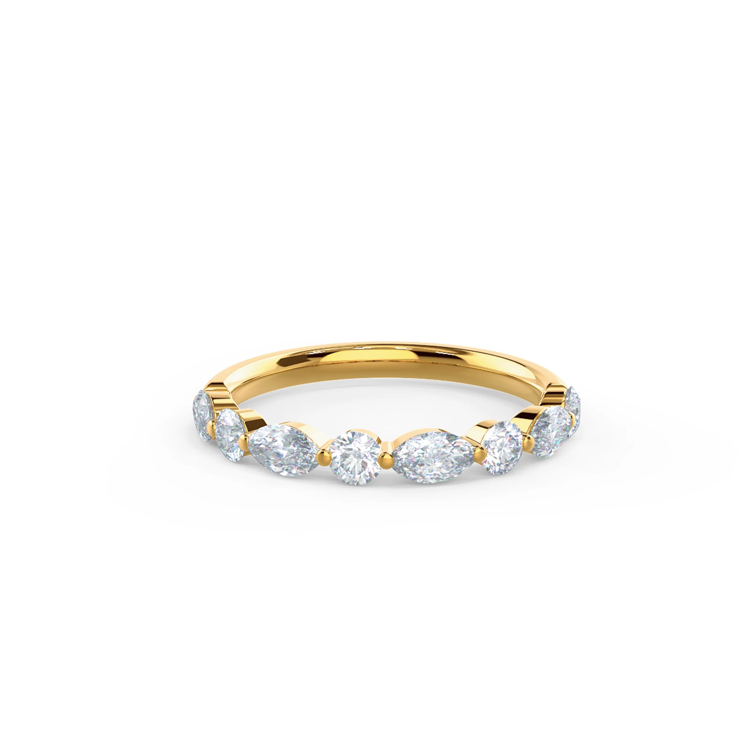 0.6 Carat Lab Diamonds set in 18kt Yellow Gold Marquise and Round East-West Half Band (Main View)