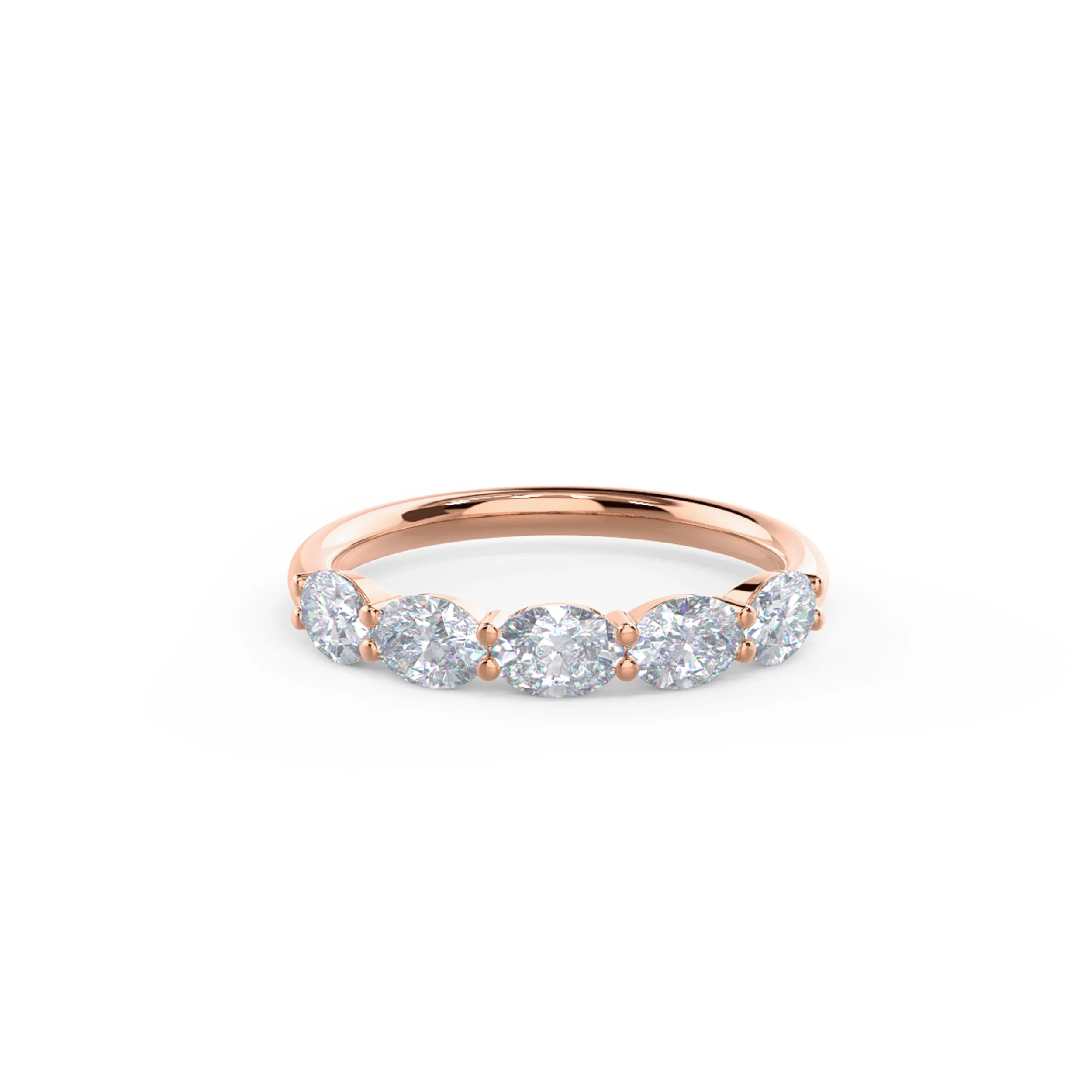 14k Rose Gold Oval East-West Five Stone featuring High Quality 1.0 ct Diamonds (Main View)