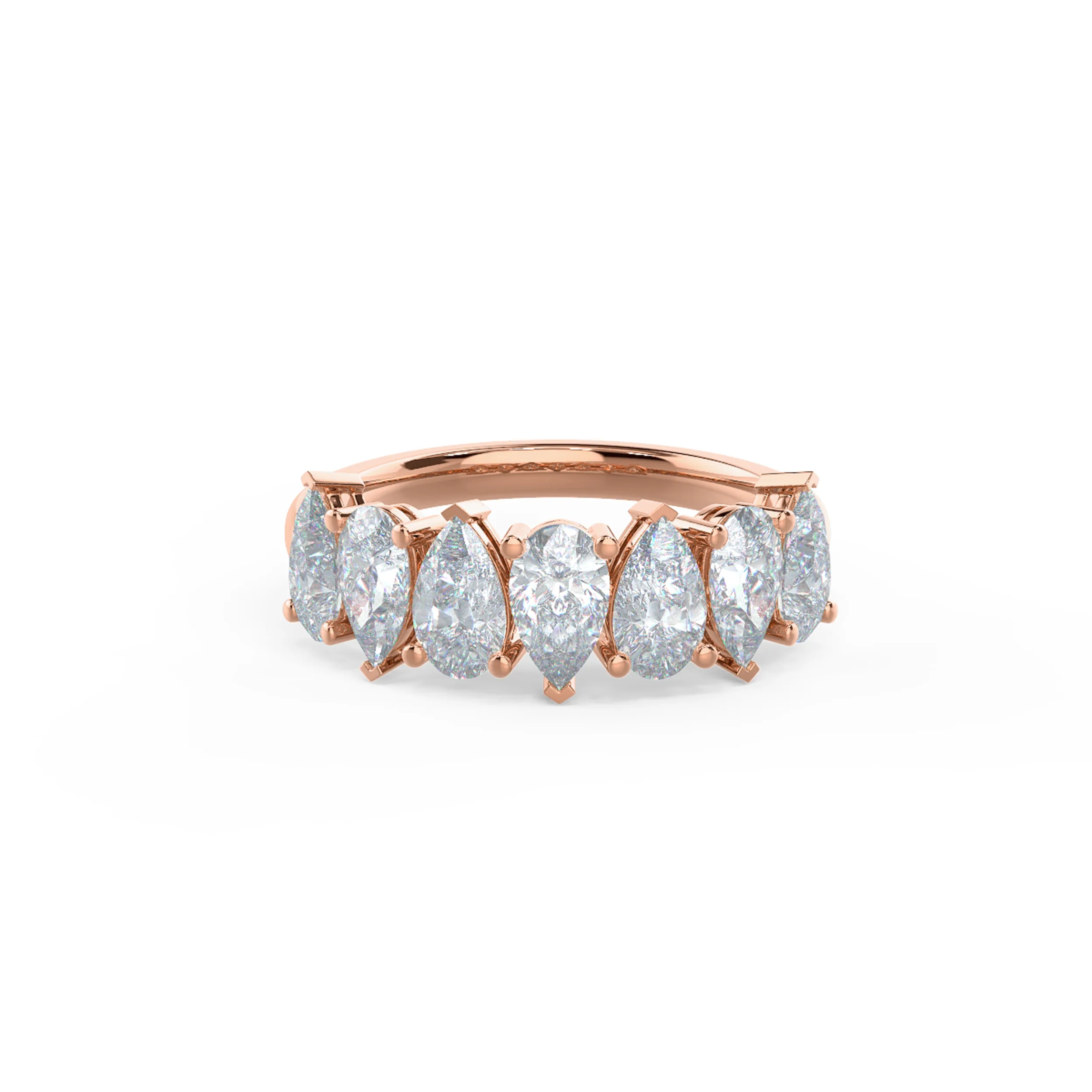 Exceptional Quality 2.0 ct Lab Created Diamonds set in 14k Rose Gold Pear Alternating Seven Stone (Main View)