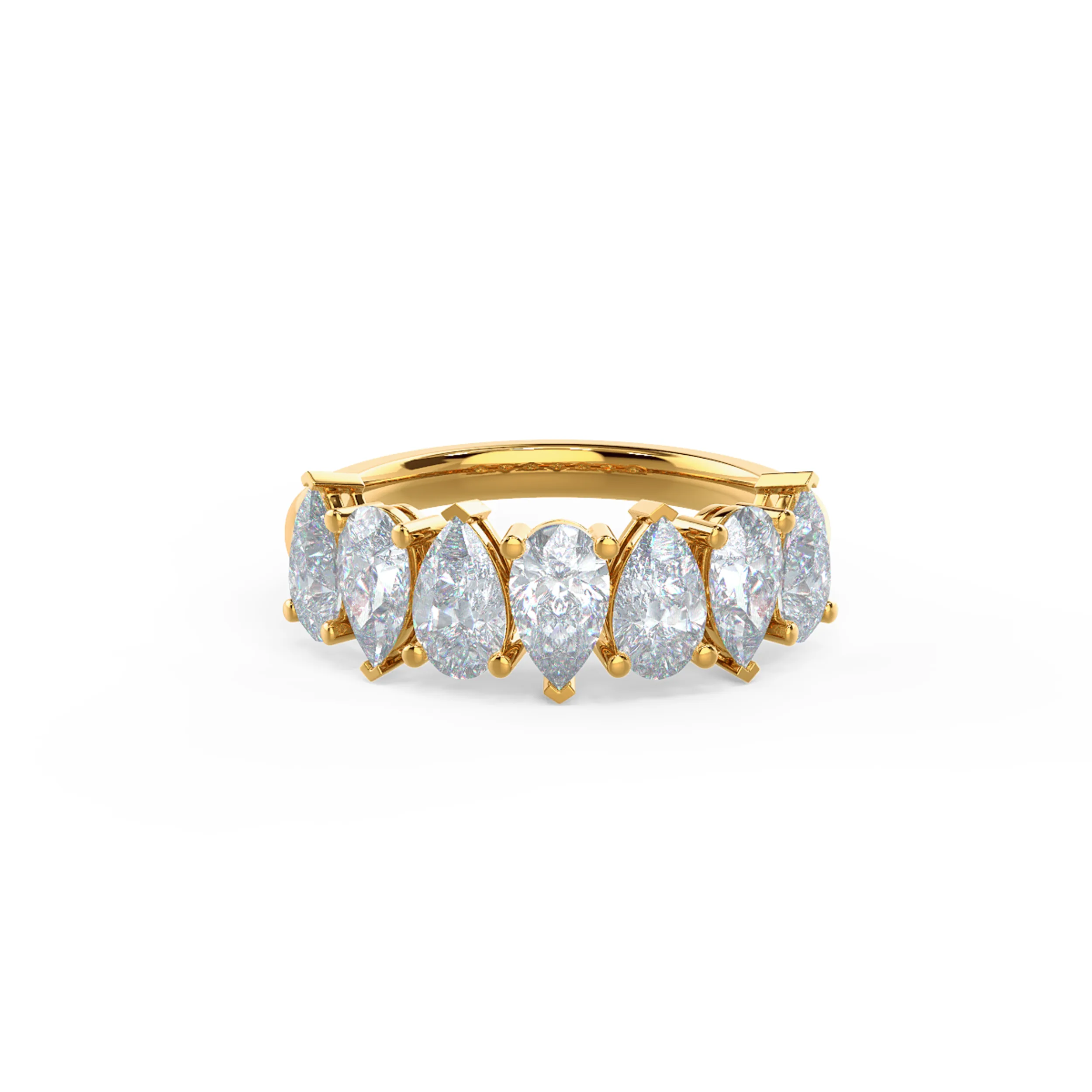 14k Yellow Gold Pear Alternating Seven Stone featuring Exceptional Quality 2.0 ctw Lab Grown Diamonds (Main View)
