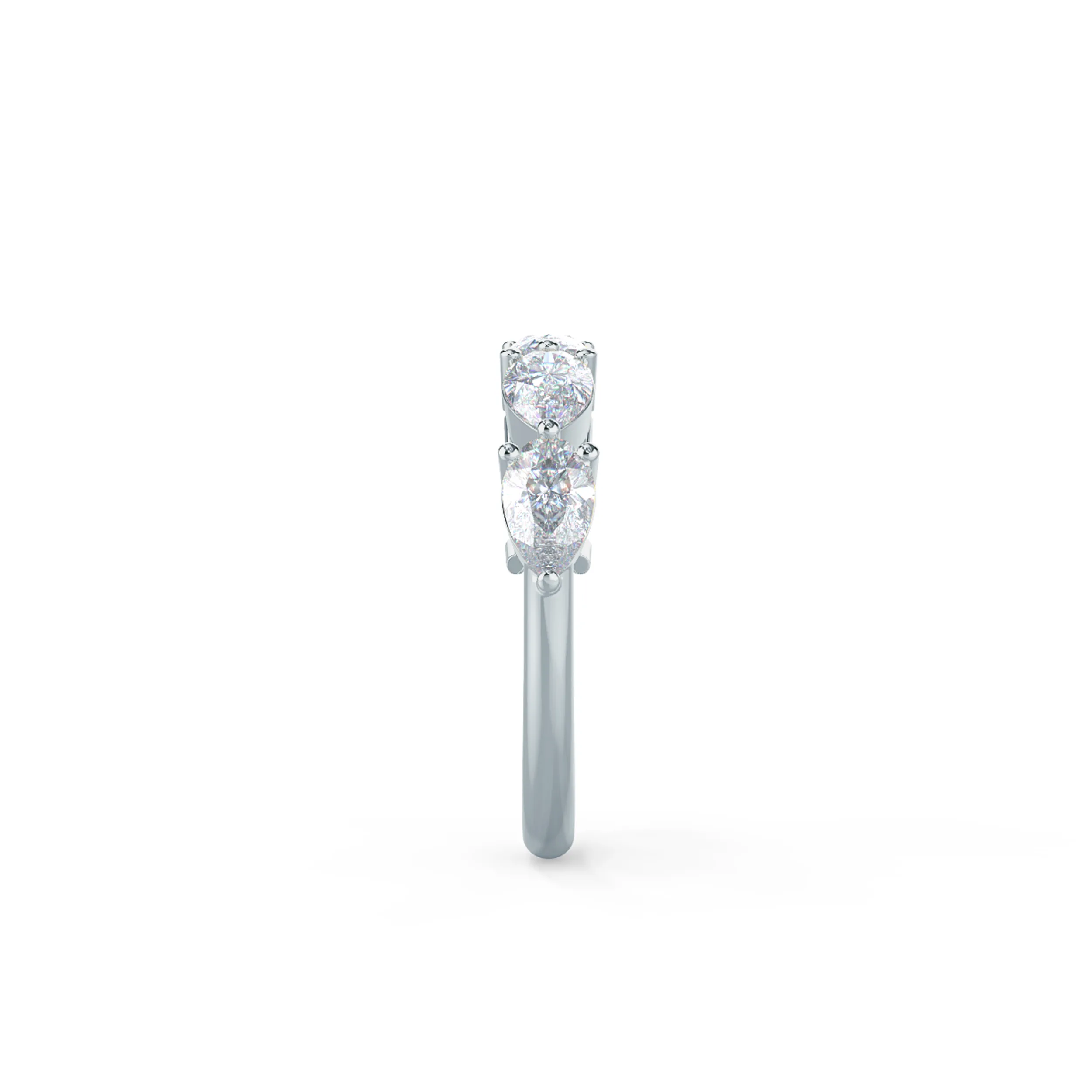 1.5 Carat Synthetic Diamonds Pear East-West Five Stone in 18k White Gold (Side View)