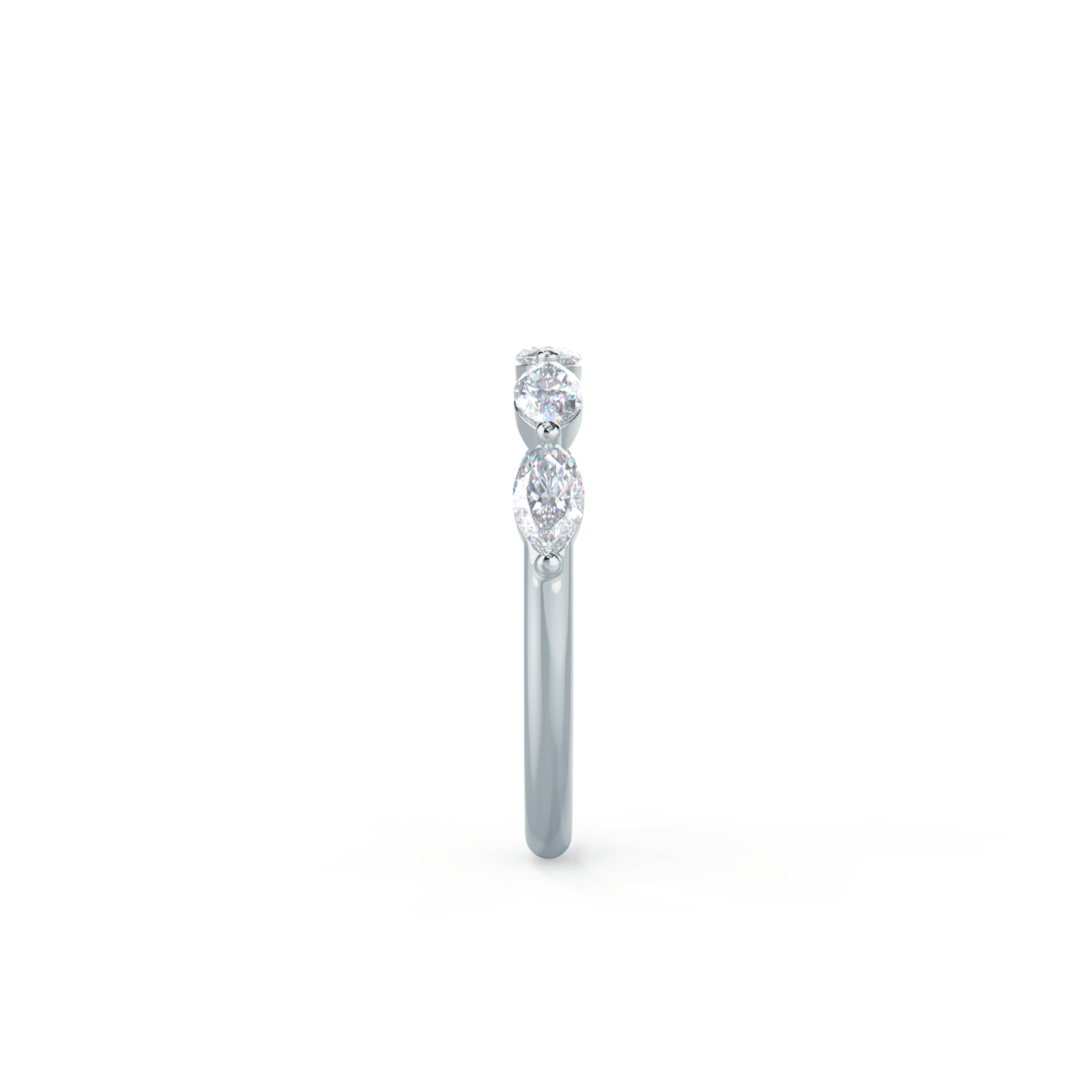 18k White Gold Marquise East-West Five Stone featuring High Quality 0.75 Carat Diamonds (Side View)