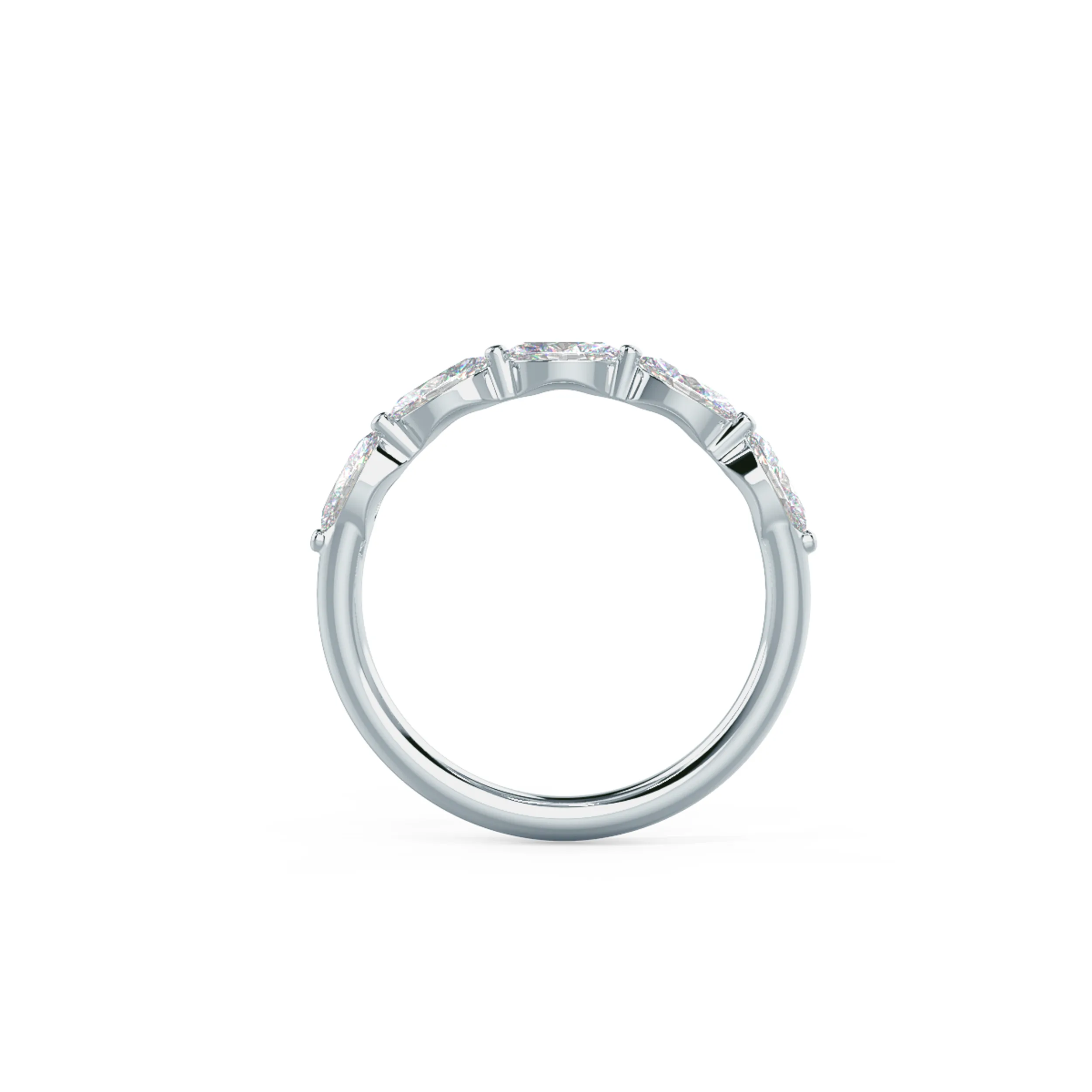 White Gold Marquise East-West Five Stone featuring 0.75 Carat Lab Grown Diamonds (Profile View)