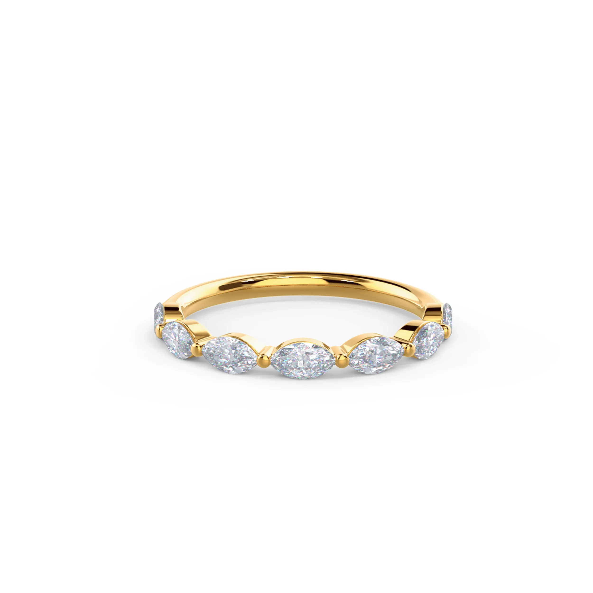 18k Yellow Gold Marquise East-West Seven Stone featuring 0.7 Carat Lab Created Diamonds (Main View)